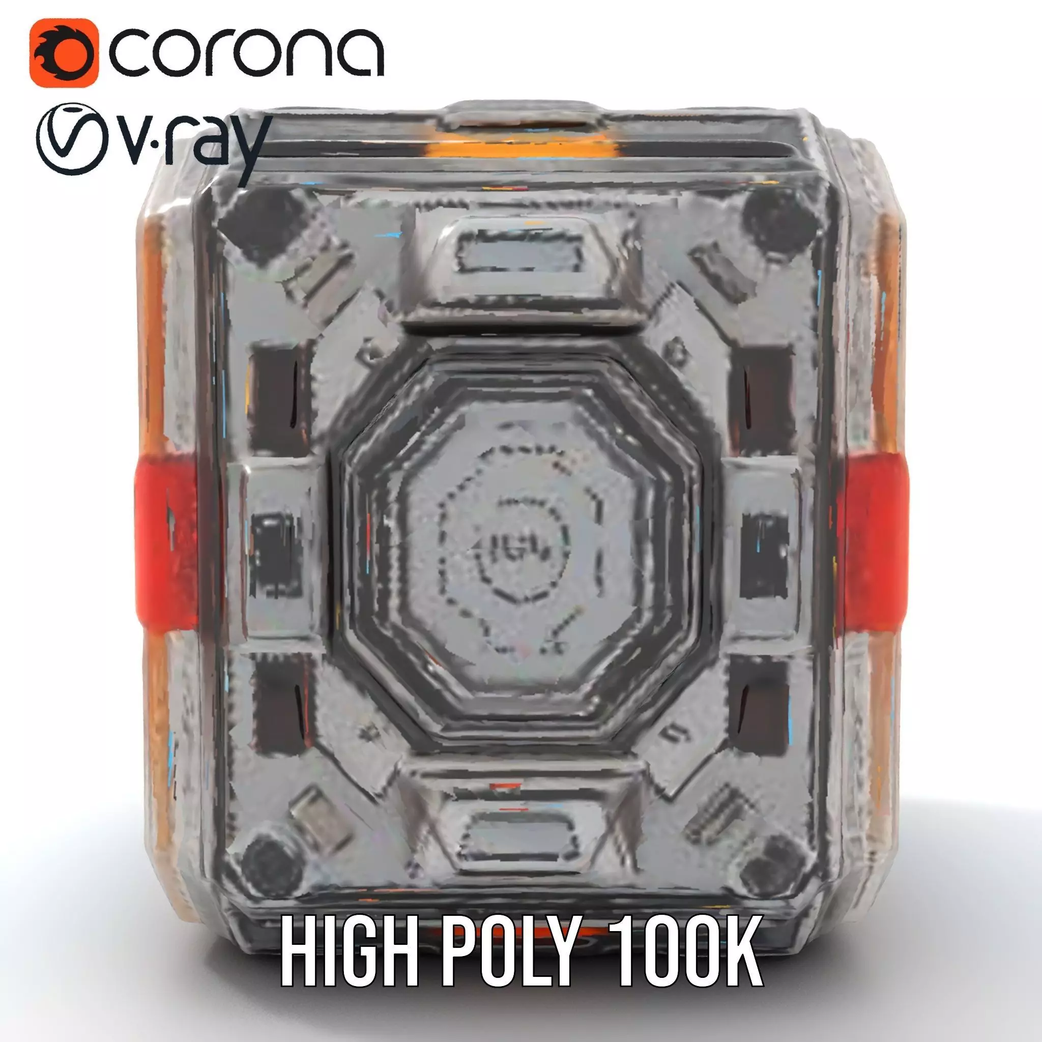 Futuristic SciFi Cargo Box model pack Low-poly 3D model_14