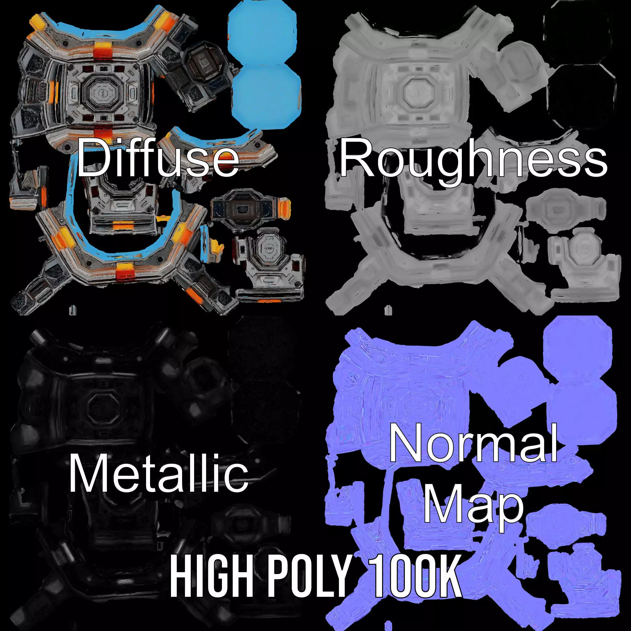 Futuristic SciFi Cargo Box model pack Low-poly 3D model_3