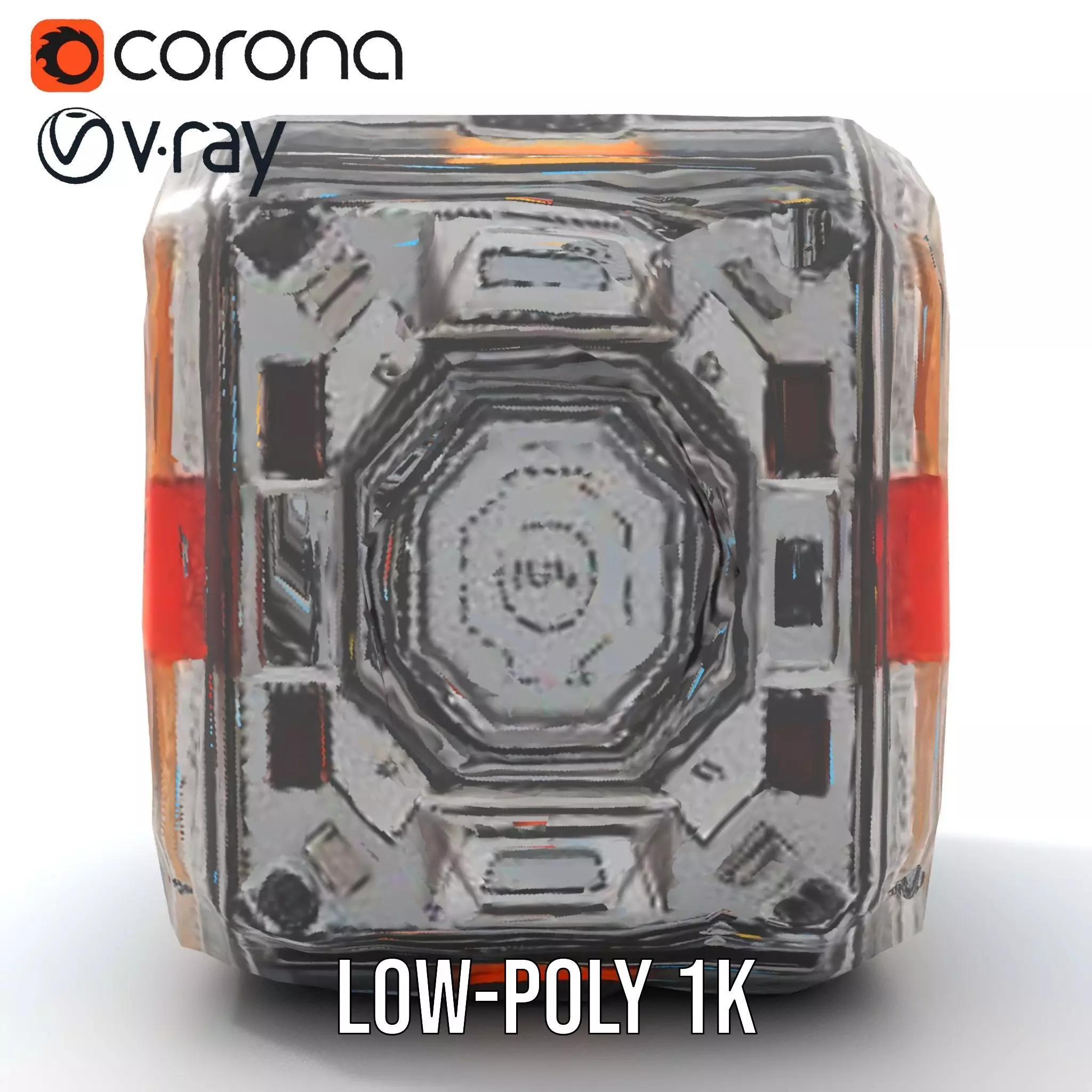 Futuristic SciFi Cargo Box model pack Low-poly 3D model_16