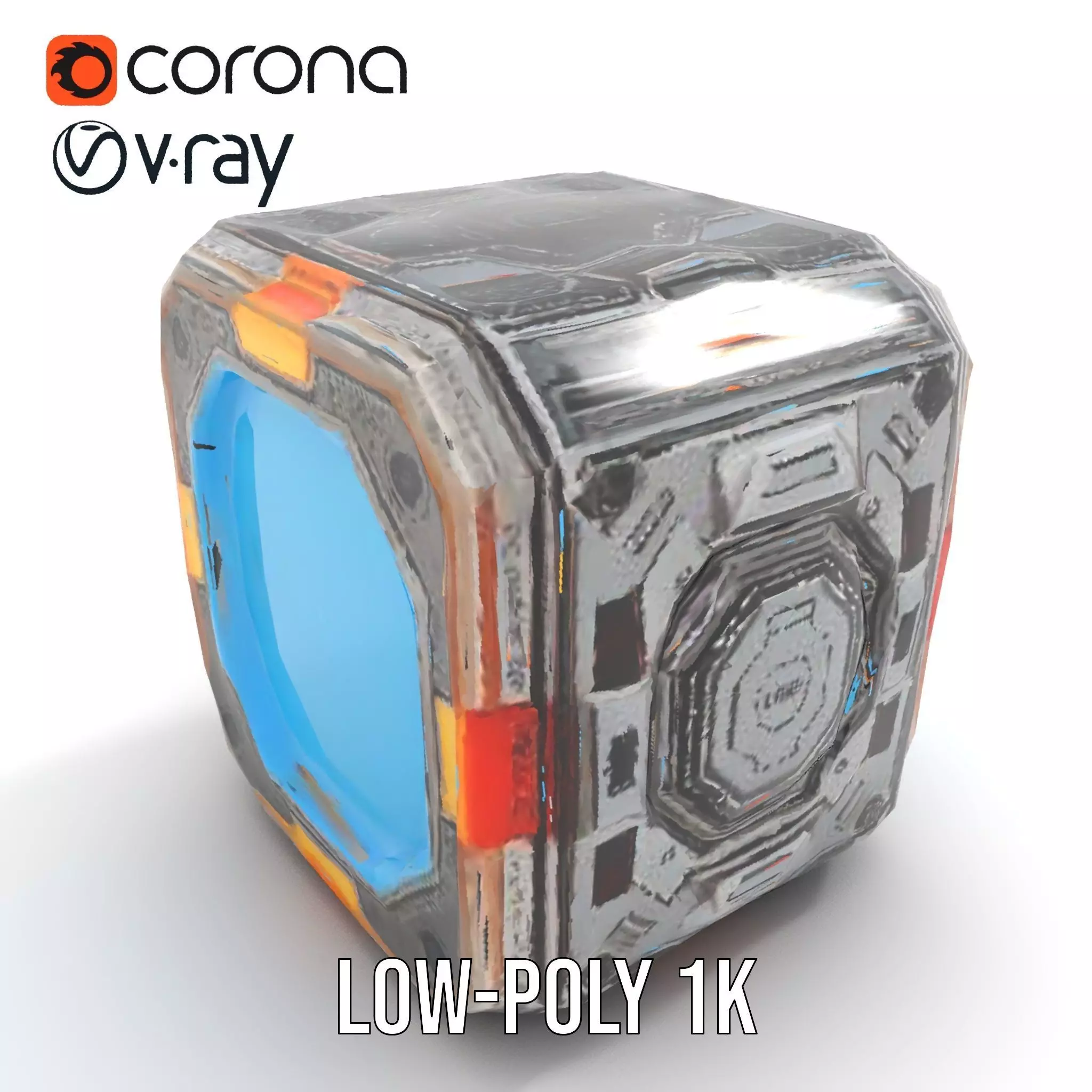 Futuristic SciFi Cargo Box model pack Low-poly 3D model_13