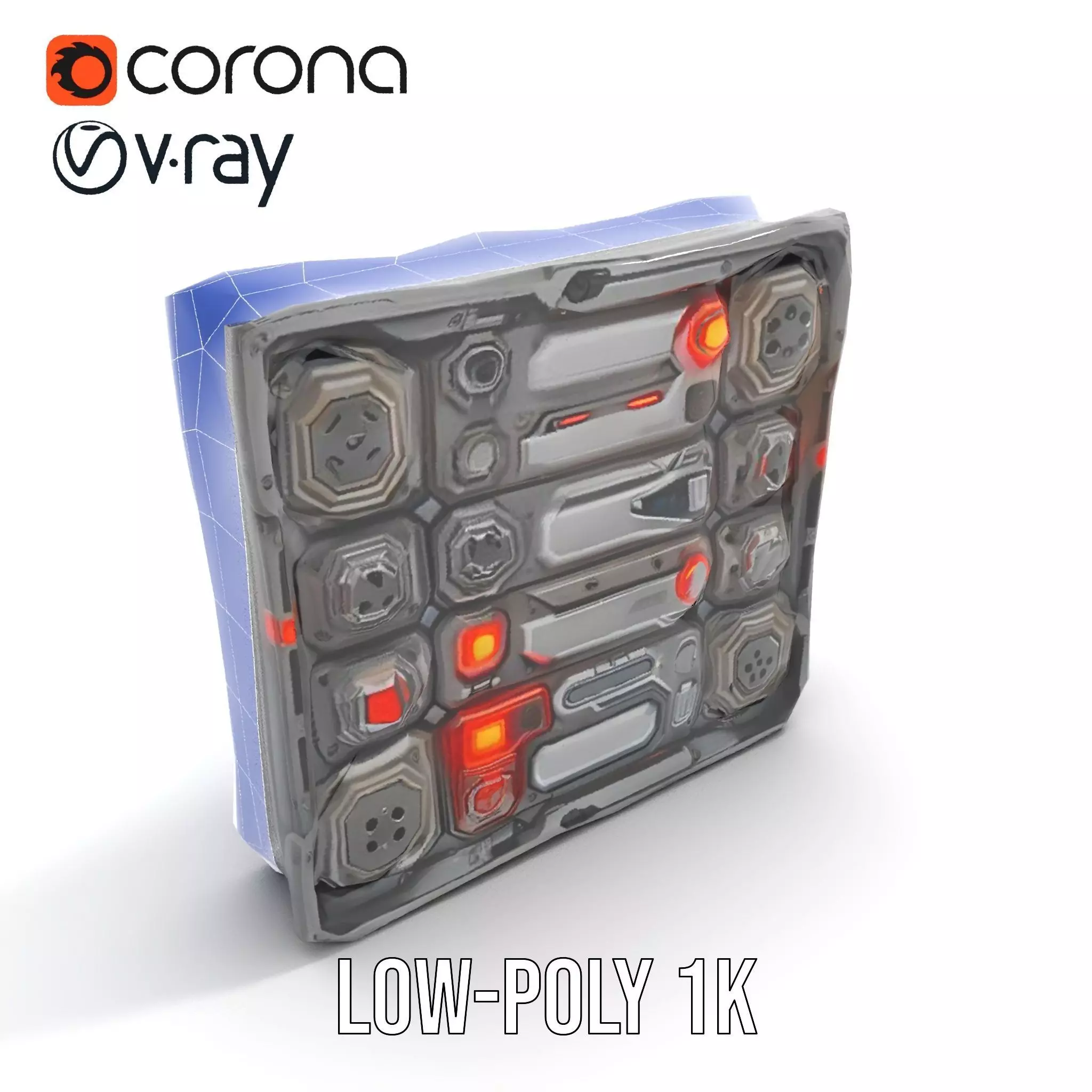 Futuristic SciFi Wall Panel Model Pack Low-poly 3D model_31