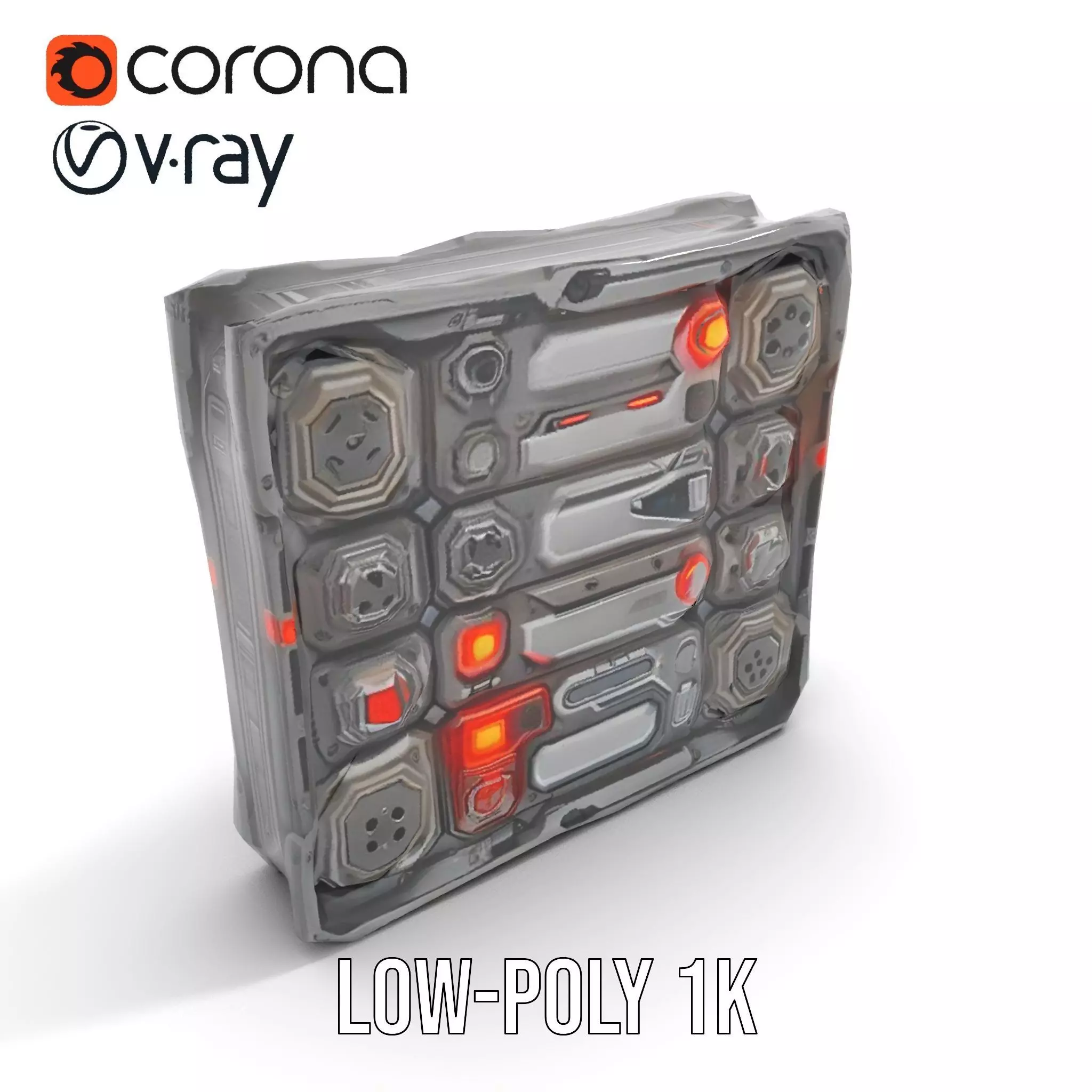 Futuristic SciFi Wall Panel Model Pack Low-poly 3D model_8