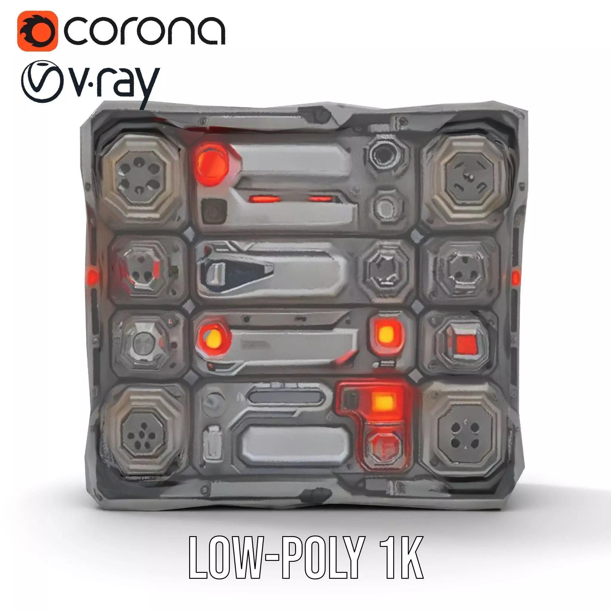 Futuristic SciFi Wall Panel Model Pack Low-poly 3D model_17