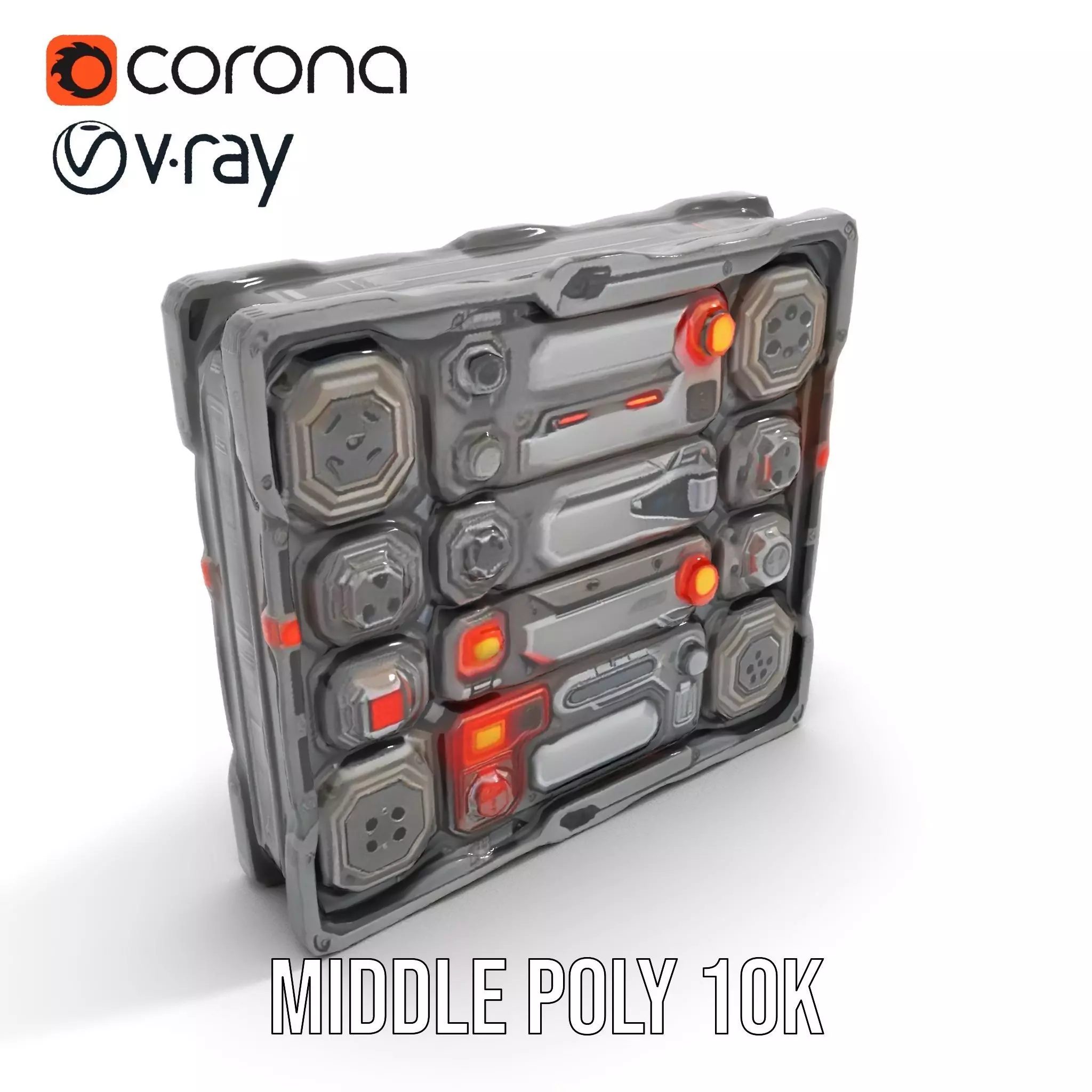 Futuristic SciFi Wall Panel Model Pack Low-poly 3D model_7