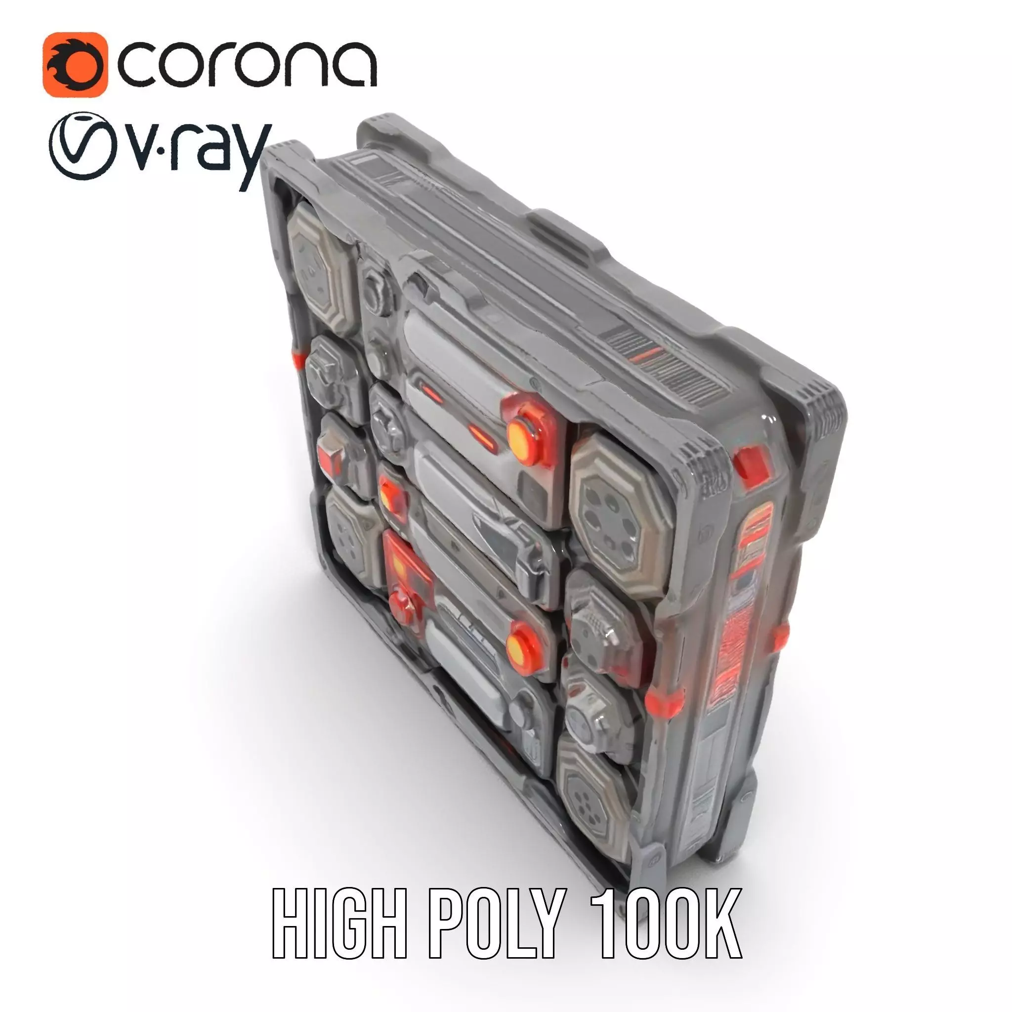 Futuristic SciFi Wall Panel Model Pack Low-poly 3D model_18