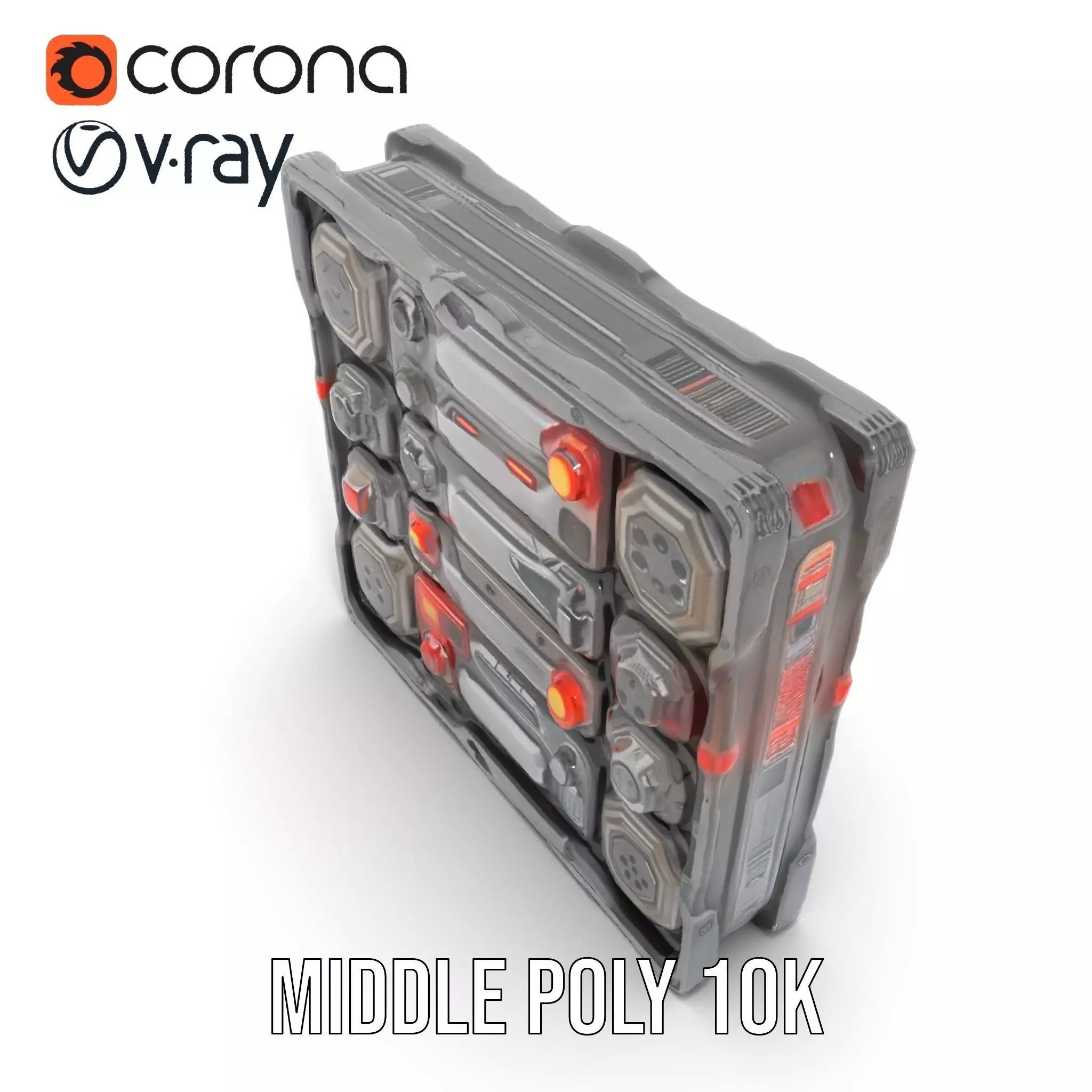 Futuristic SciFi Wall Panel Model Pack Low-poly 3D model_16