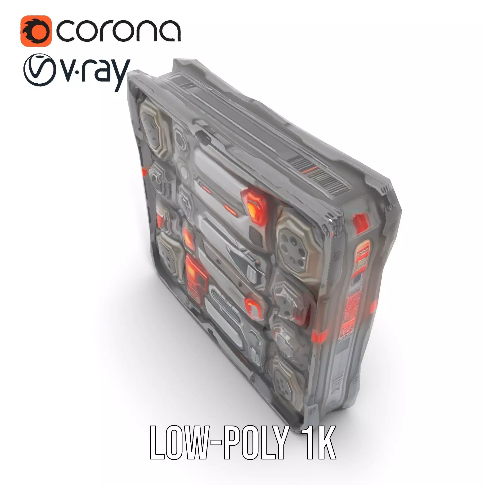 Futuristic SciFi Wall Panel Model Pack Low-poly 3D model_12