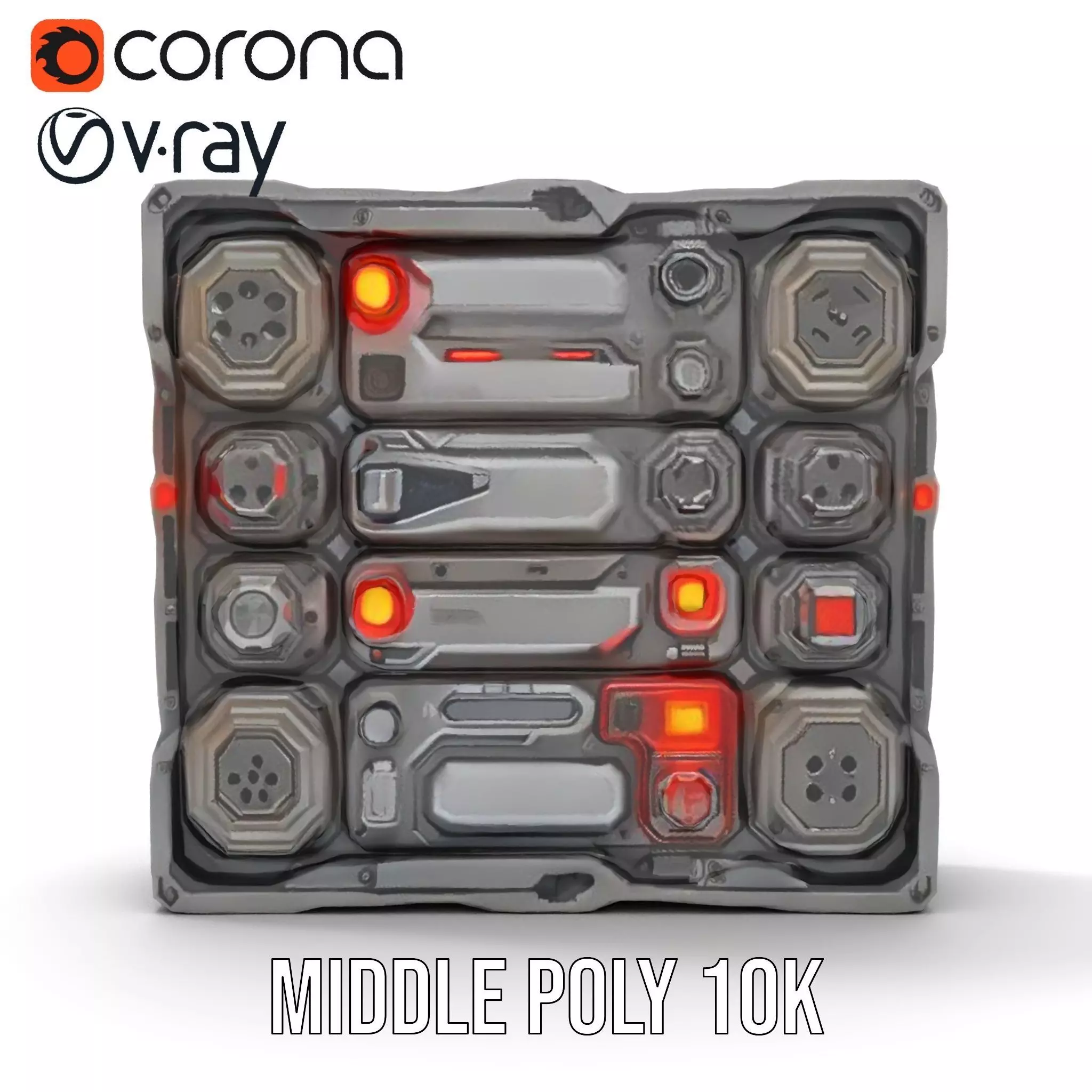 Futuristic SciFi Wall Panel Model Pack Low-poly 3D model_6