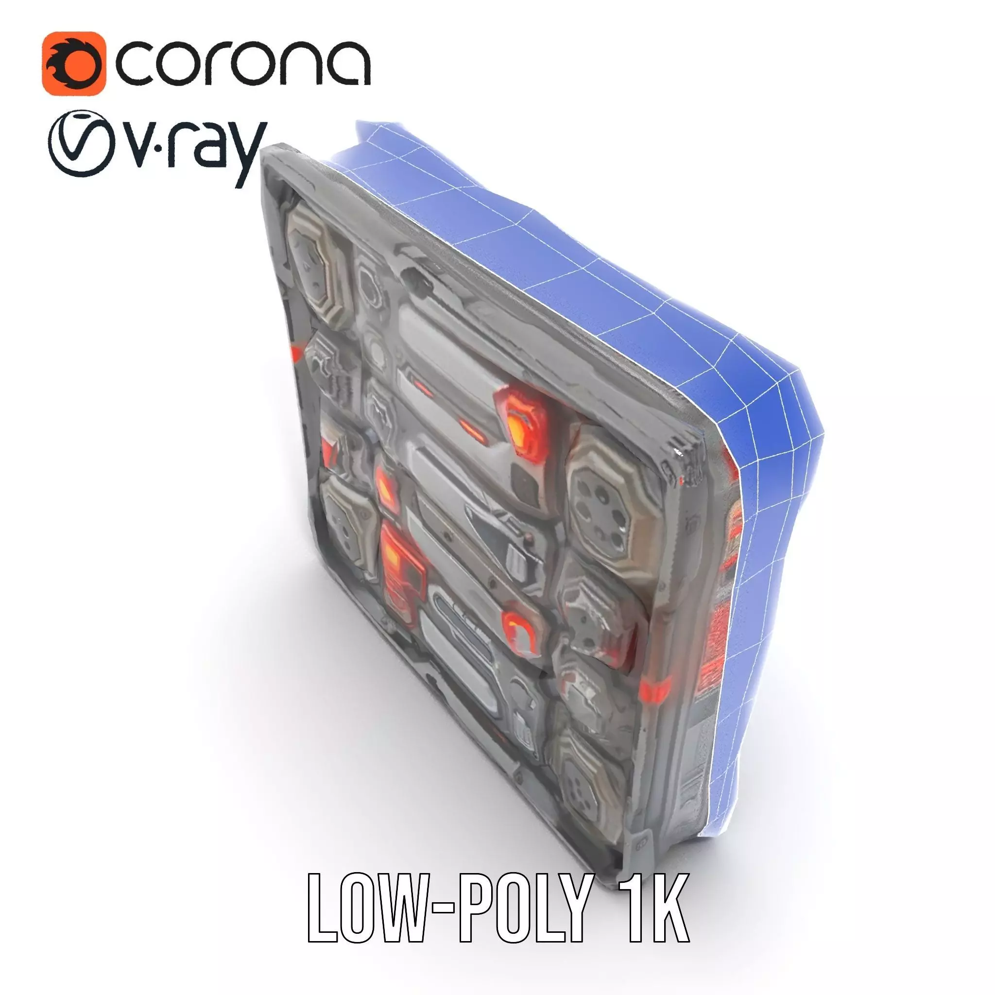 Futuristic SciFi Wall Panel Model Pack Low-poly 3D model_20