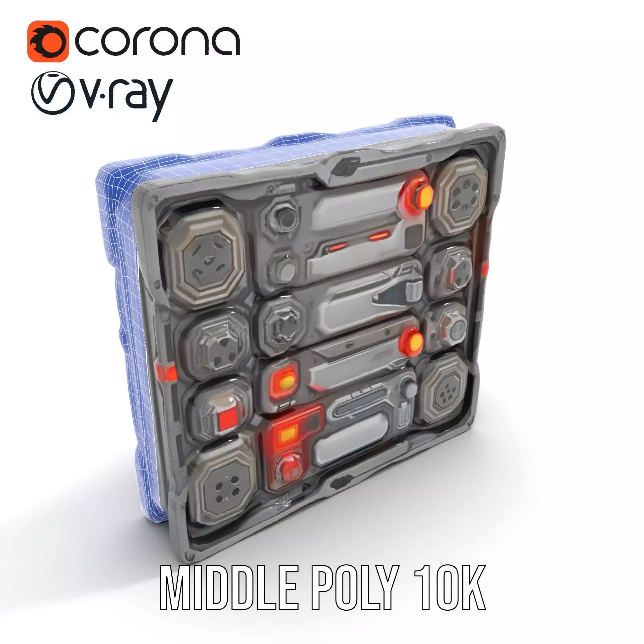 Futuristic SciFi Wall Panel Model Pack Low-poly 3D model_22