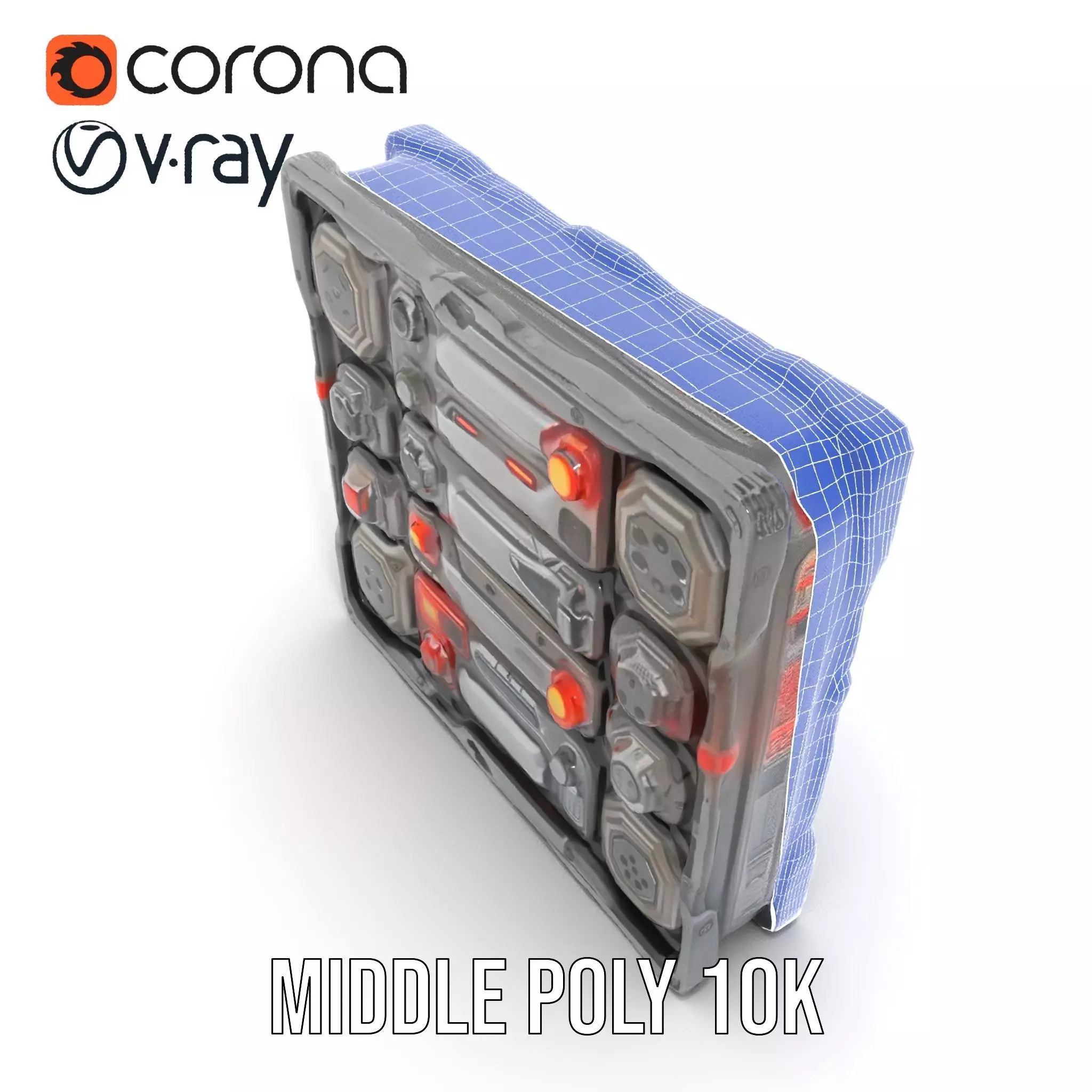 Futuristic SciFi Wall Panel Model Pack Low-poly 3D model_25