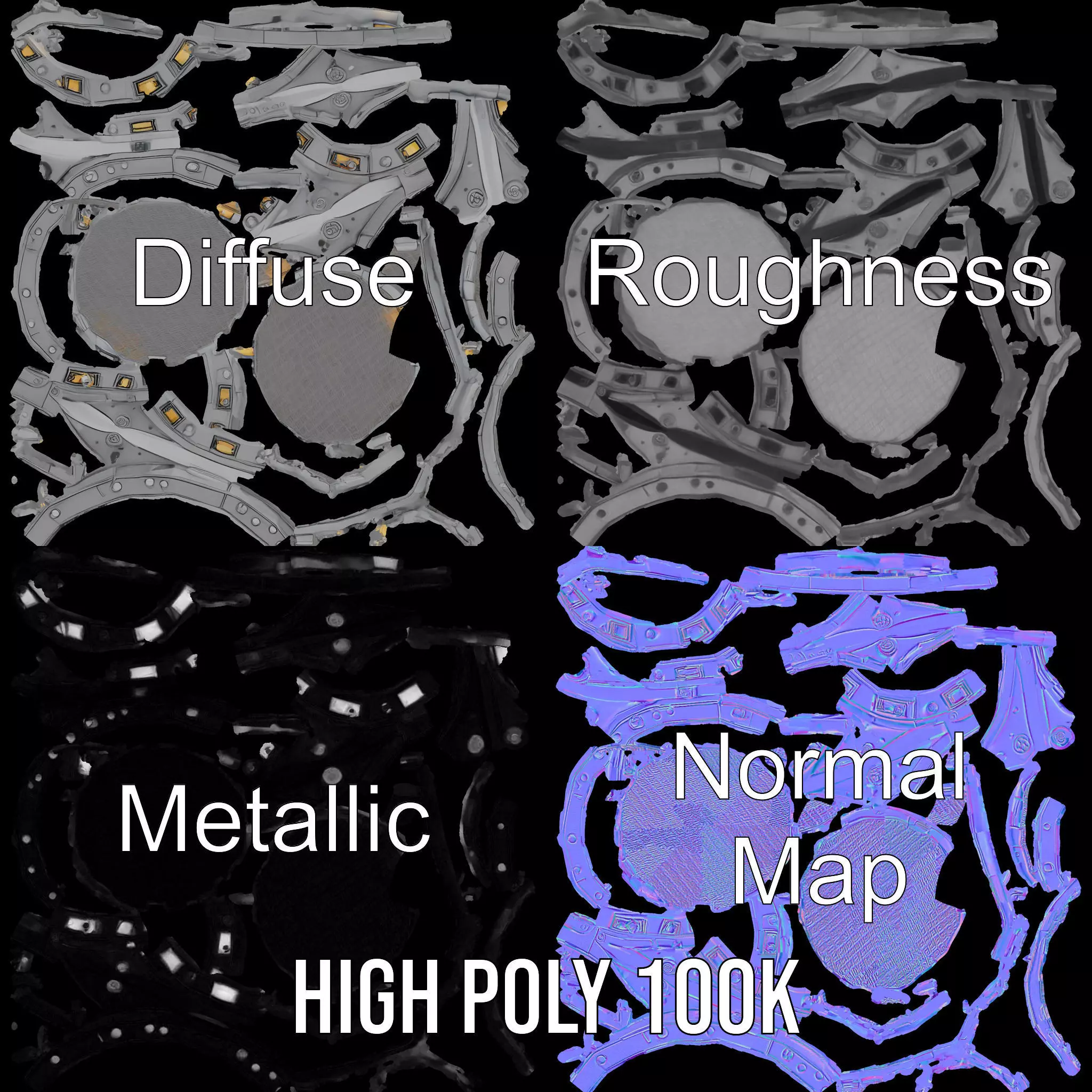 Futuristic Portal Device Model Pack Low-poly 3D model_3