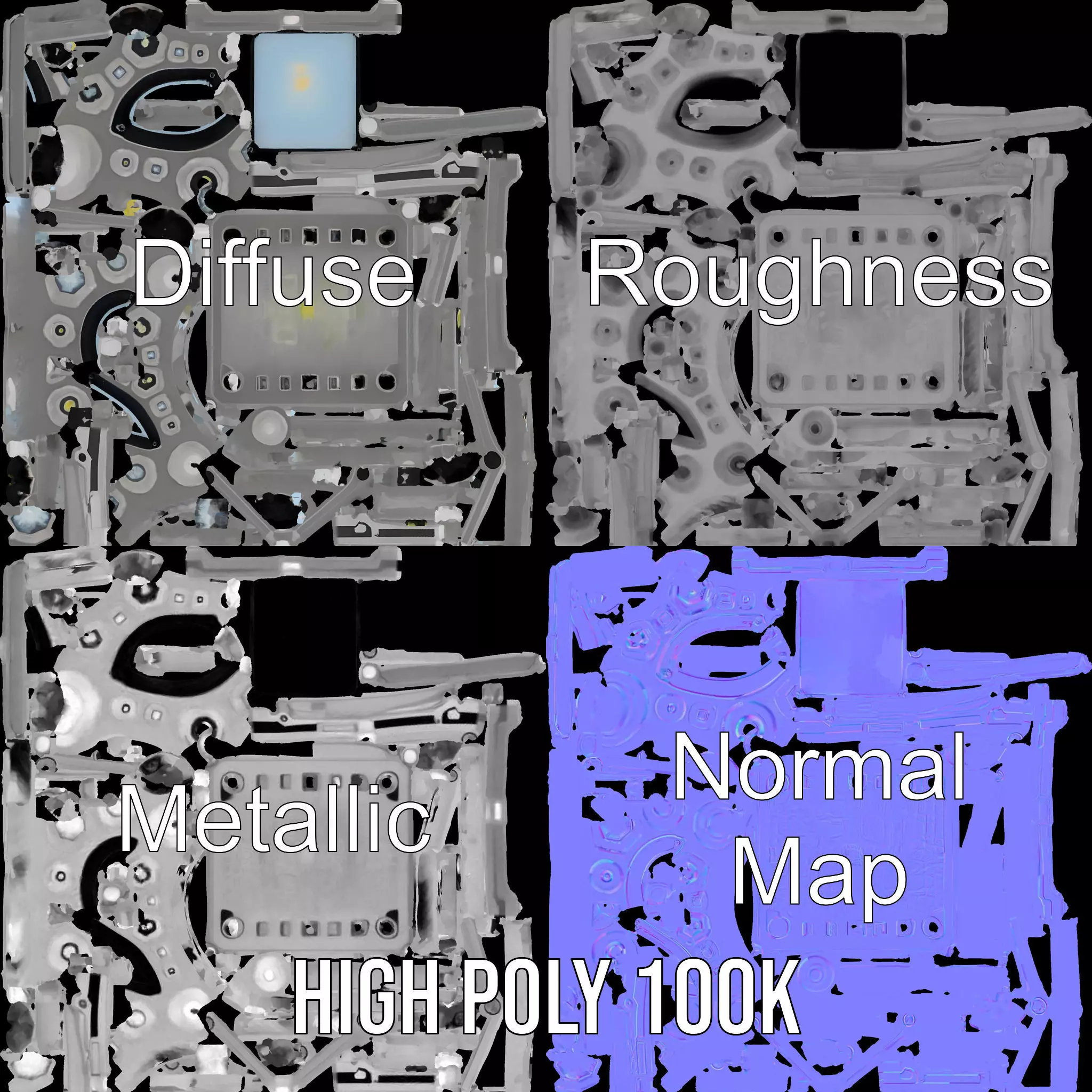 Industrial LED Light Panel model pack Low-poly 3D model_3