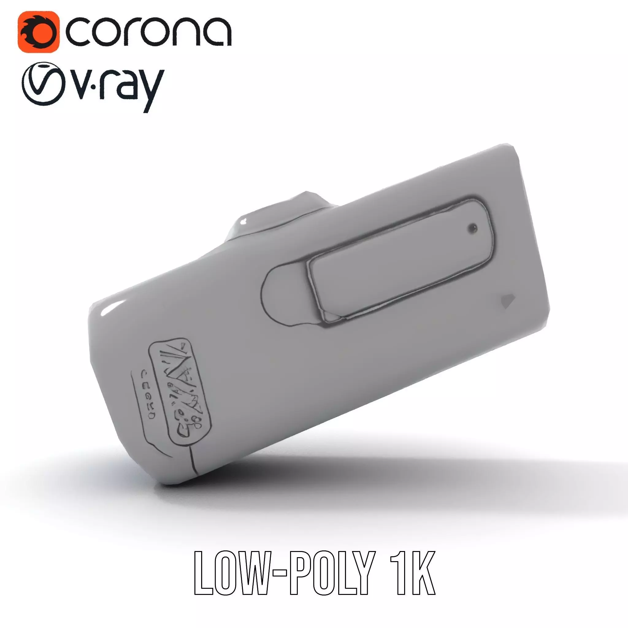 Compact Flashlight with Blue Beam Model Pack Low-poly 3D model_13