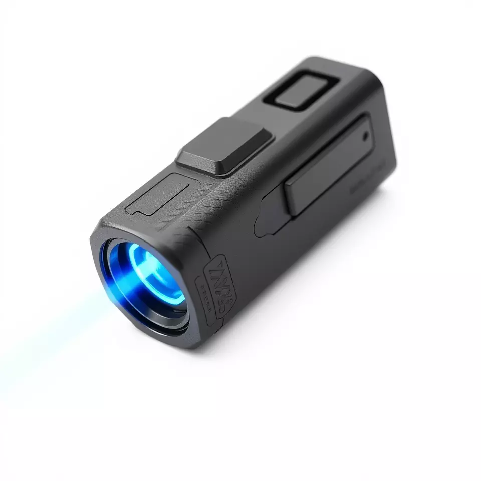 Compact Flashlight with Blue Beam Model Pack Low-poly 3D model_2