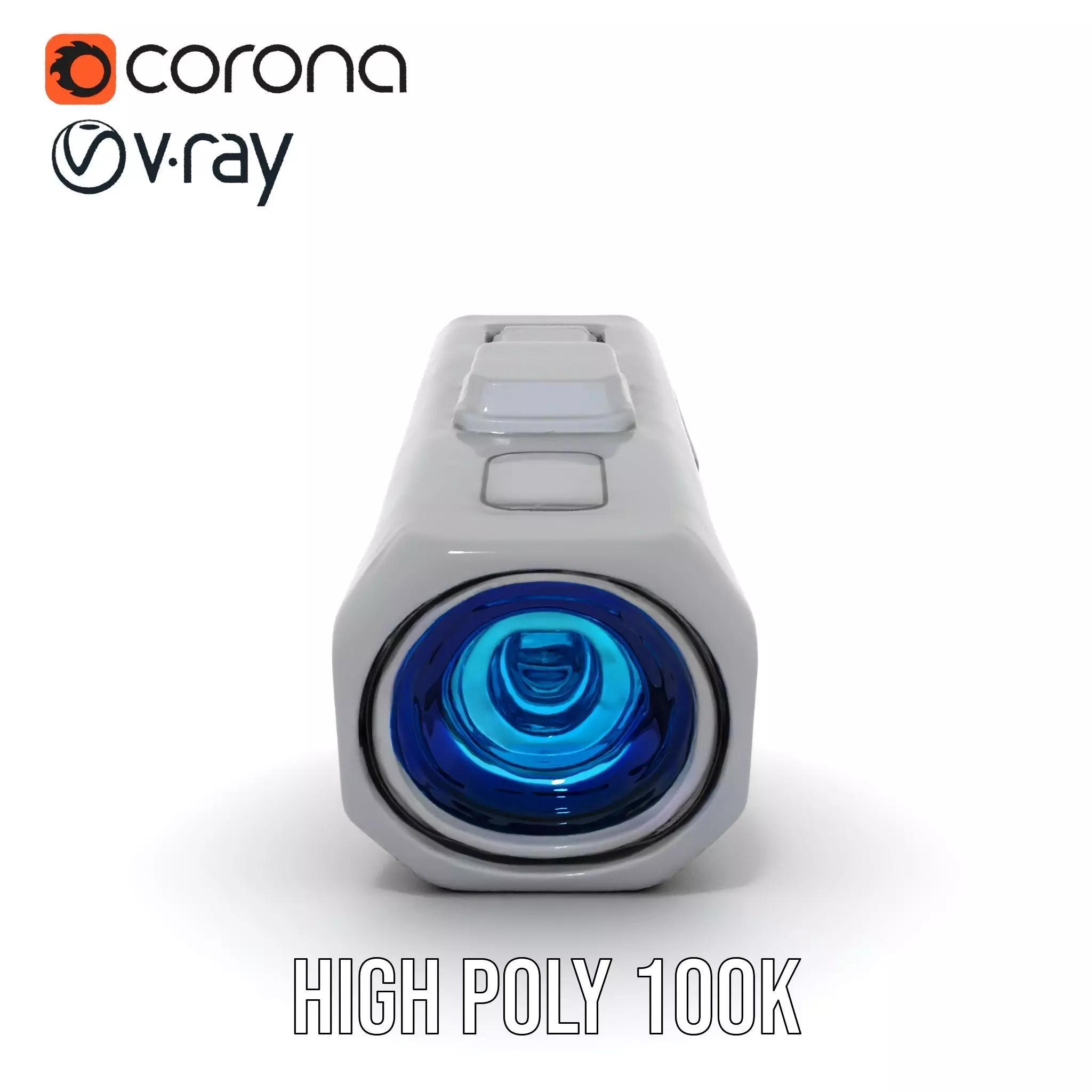 Compact Flashlight with Blue Beam Model Pack Low-poly 3D model_25