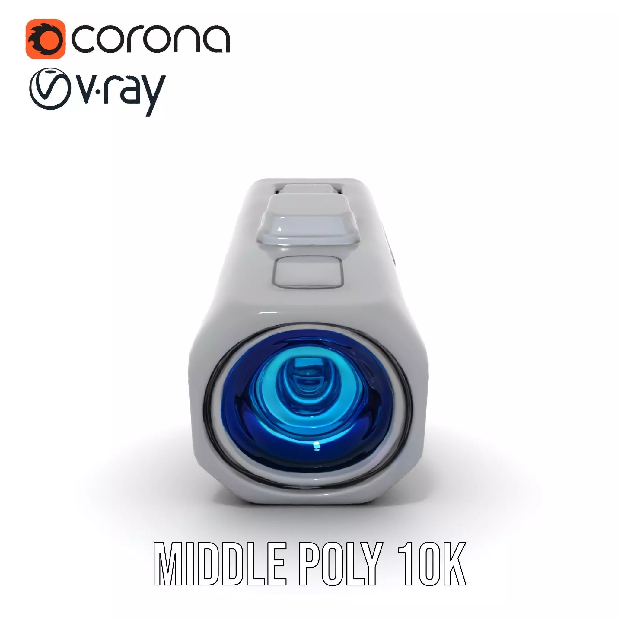 Compact Flashlight with Blue Beam Model Pack Low-poly 3D model_5