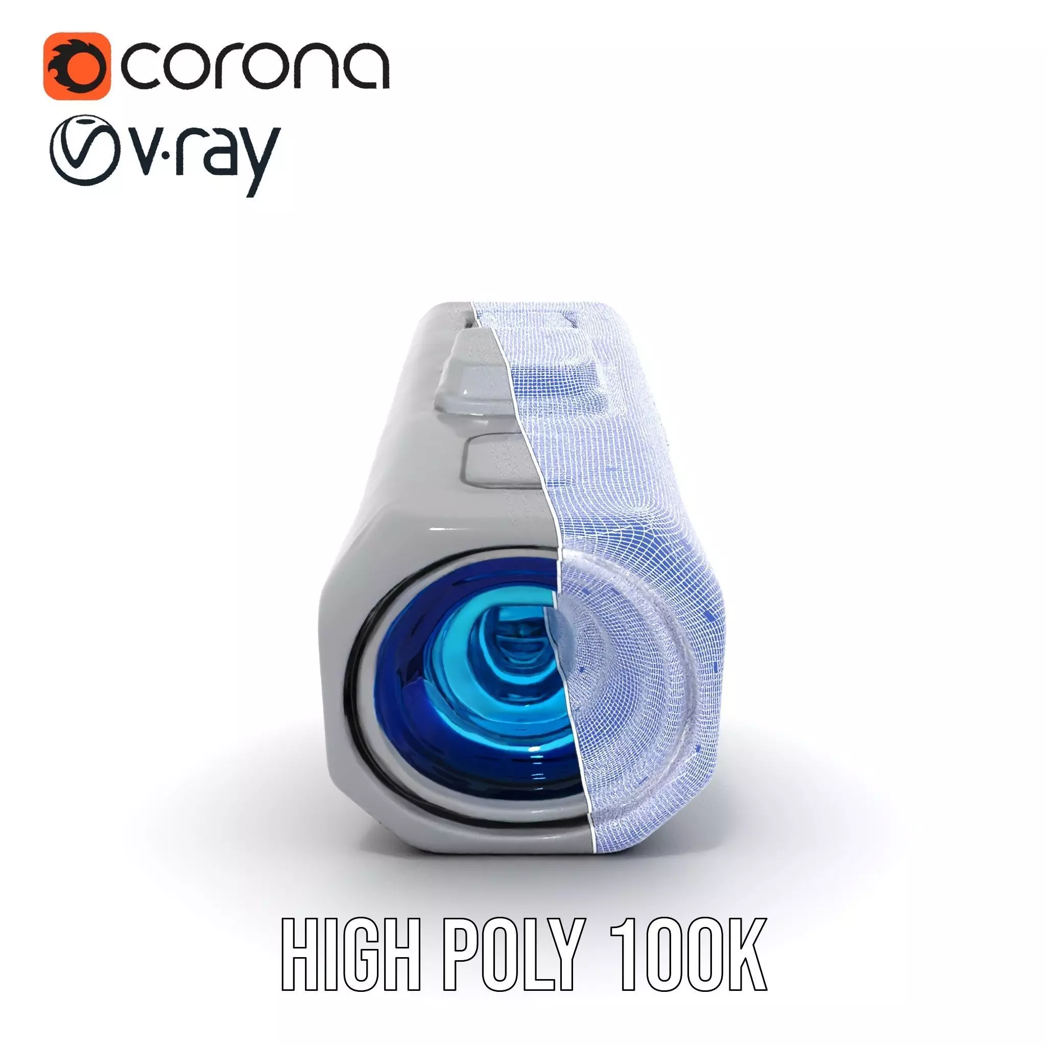 Compact Flashlight with Blue Beam Model Pack Low-poly 3D model_31