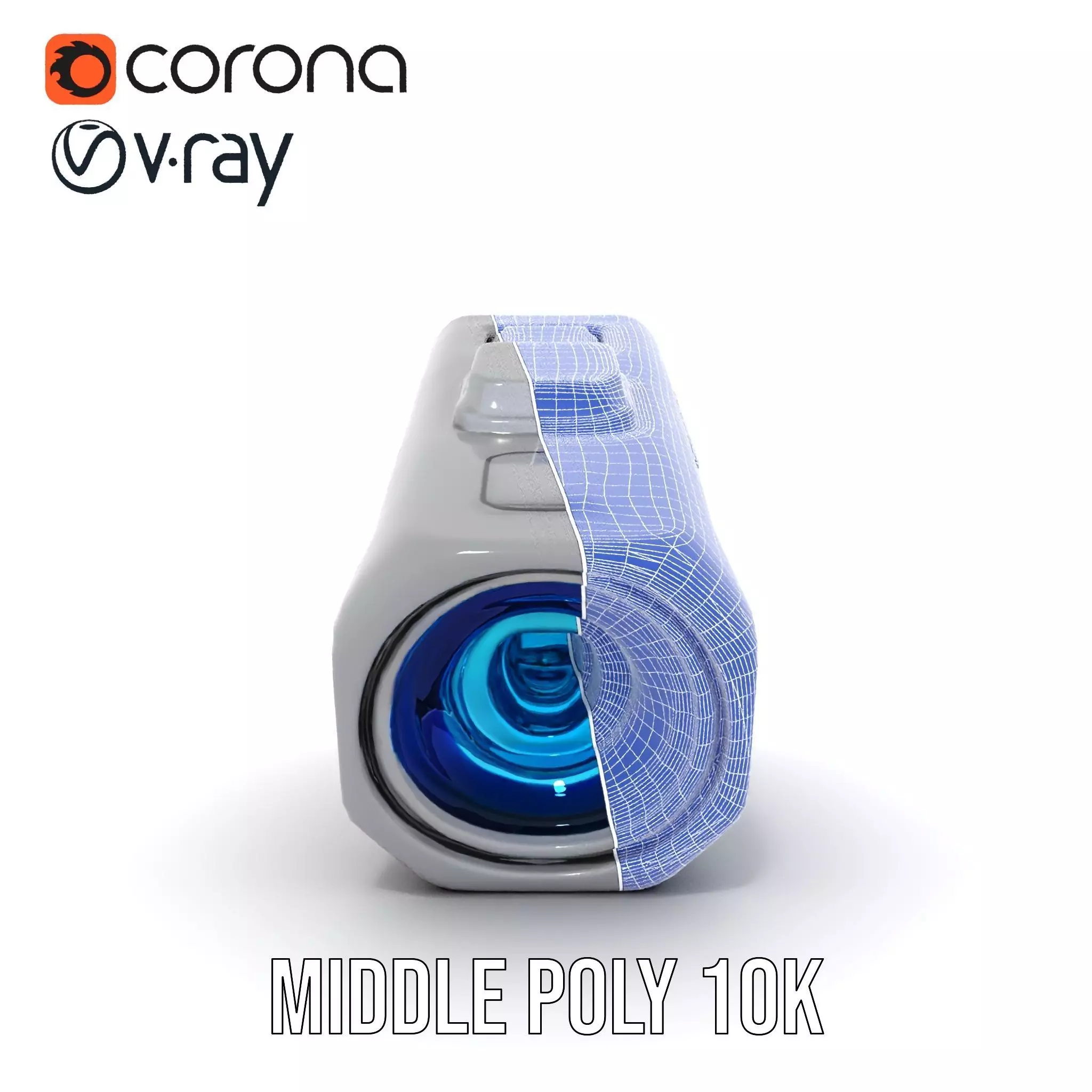 Compact Flashlight with Blue Beam Model Pack Low-poly 3D model_26