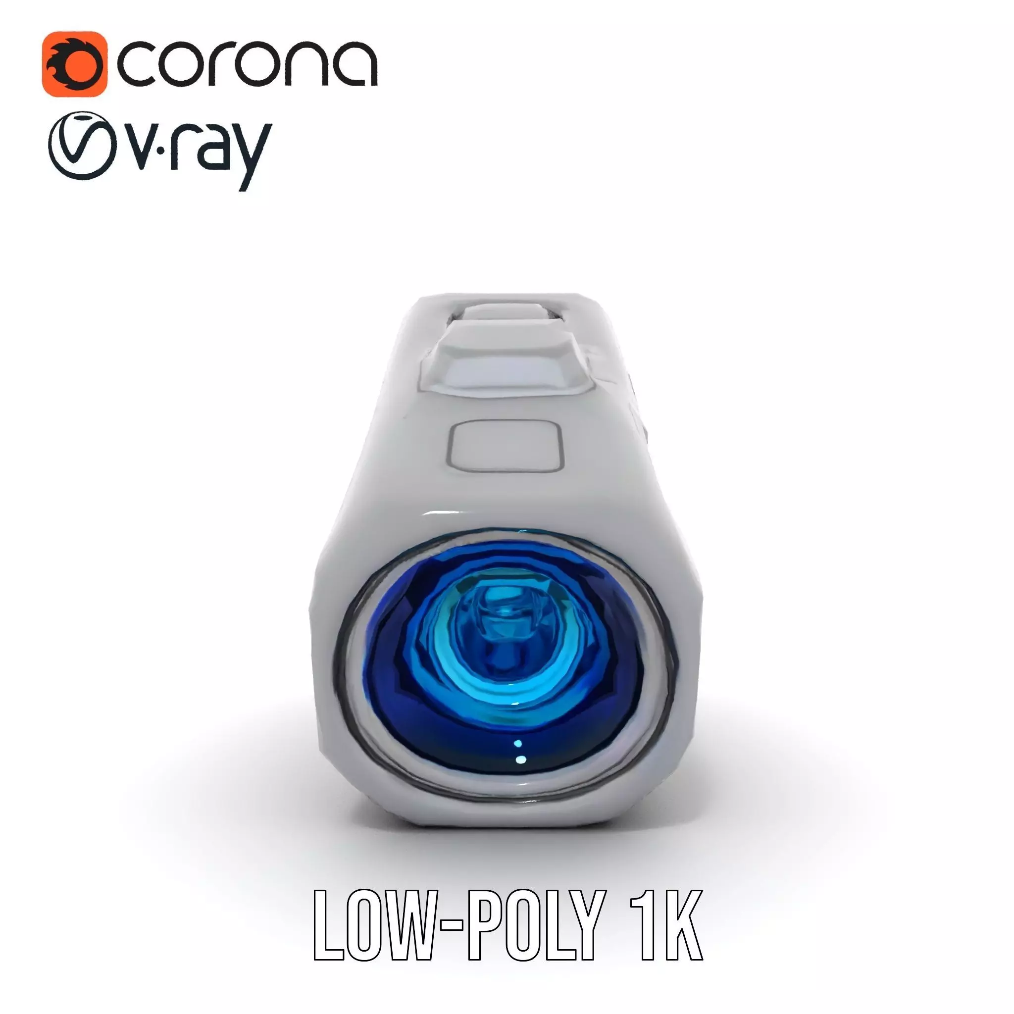 Compact Flashlight with Blue Beam Model Pack Low-poly 3D model_9