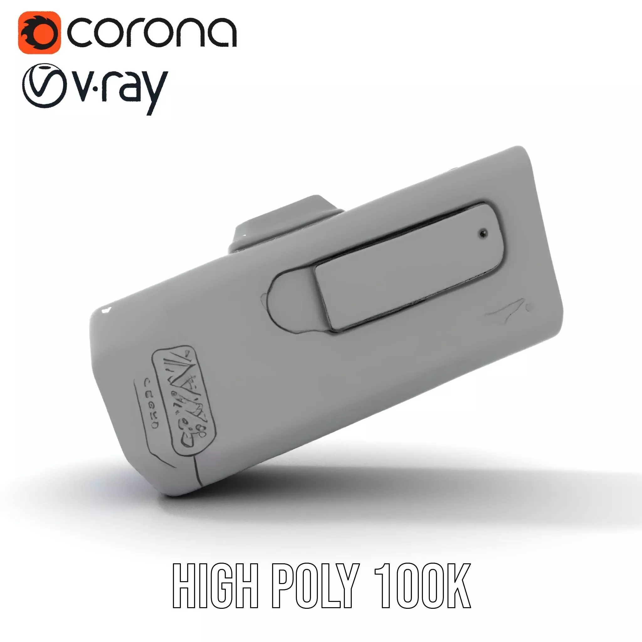 Compact Flashlight with Blue Beam Model Pack Low-poly 3D model_28