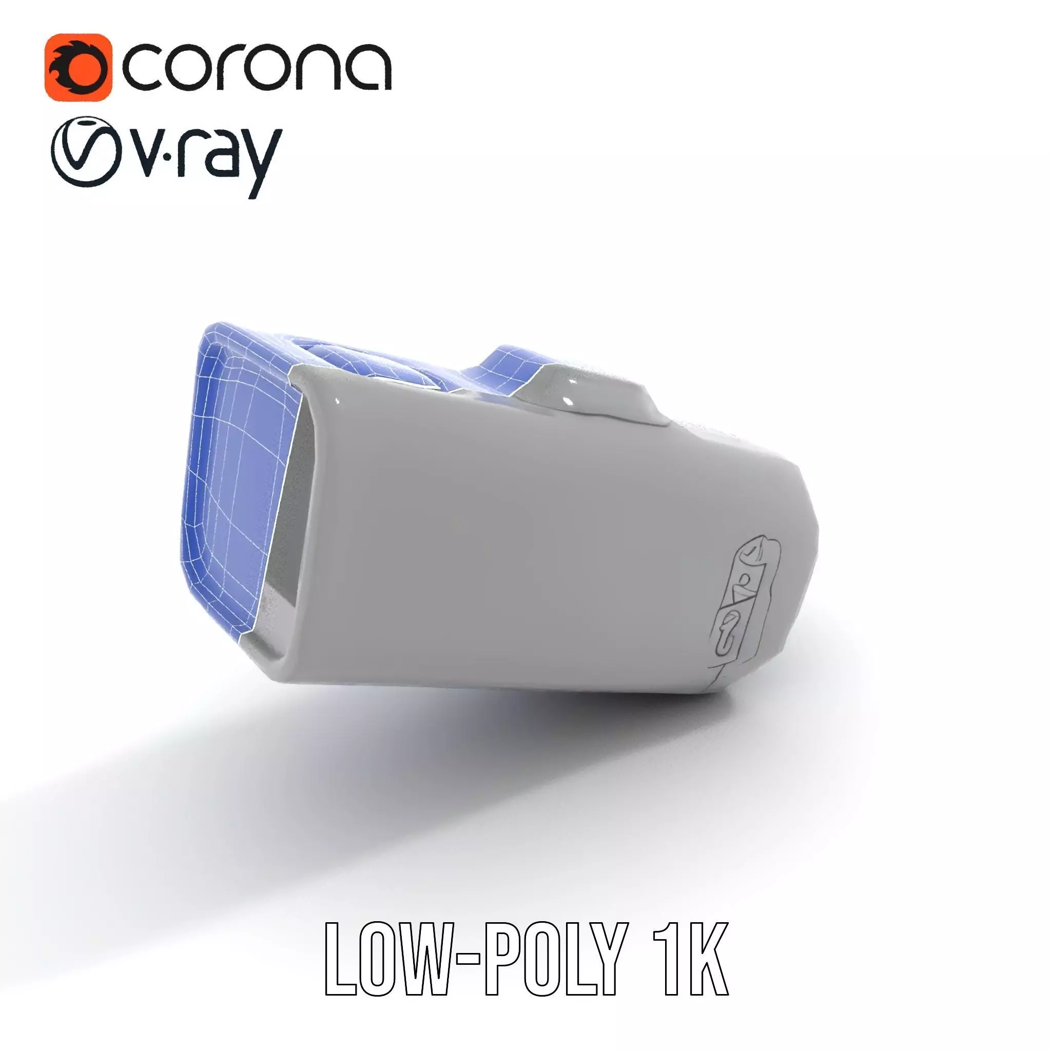 Compact Flashlight with Blue Beam Model Pack Low-poly 3D model_19