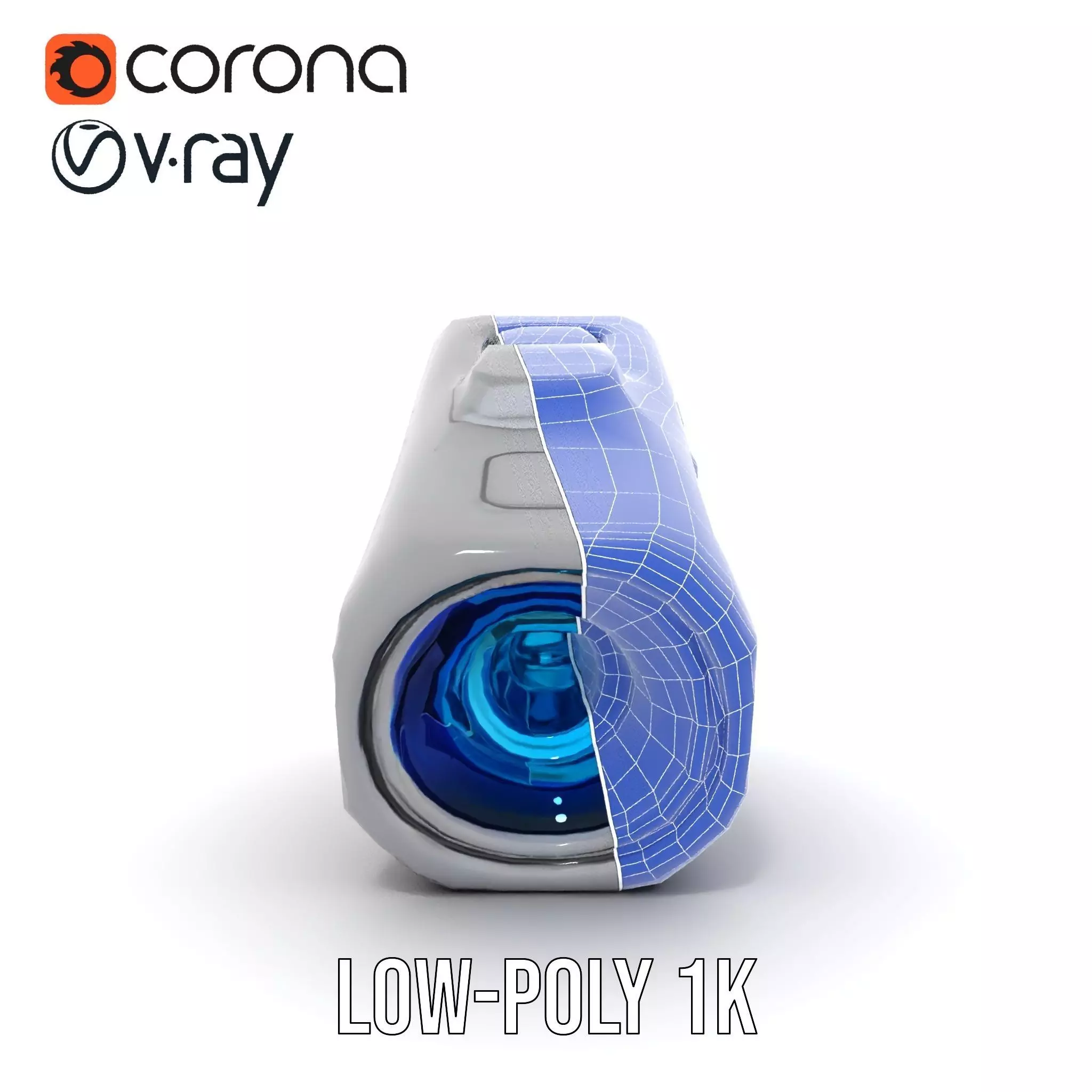 Compact Flashlight with Blue Beam Model Pack Low-poly 3D model_27