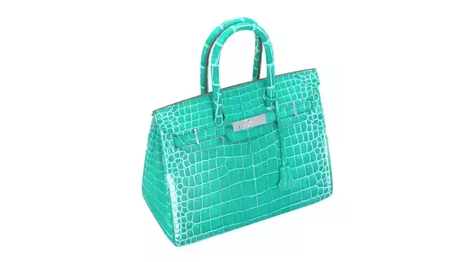 Crocodile Birkin 30 in Jade Green 3D Model
