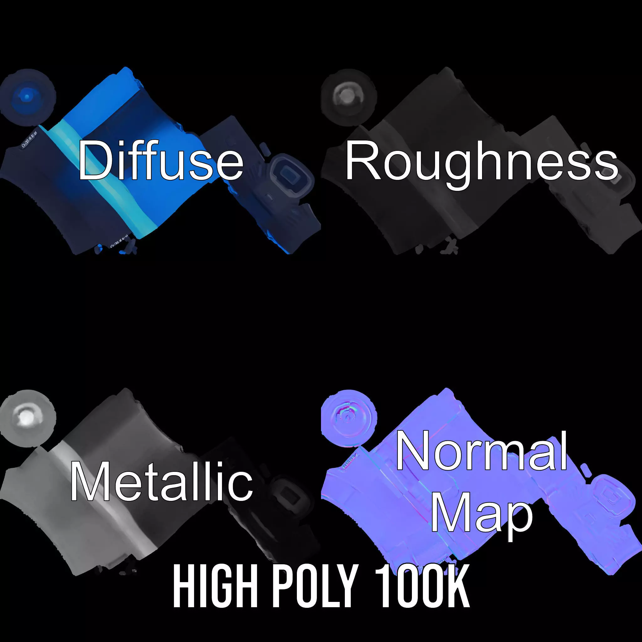 Futuristic Blue Light Pen model pack Low-poly 3D model_3