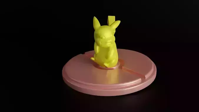 Pikachu Figure on Display Stand 3D model