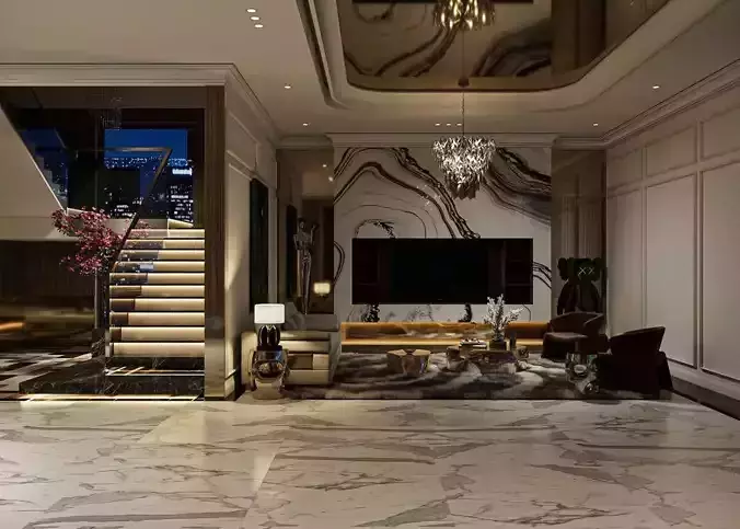 Living Room  Kitchen Interior