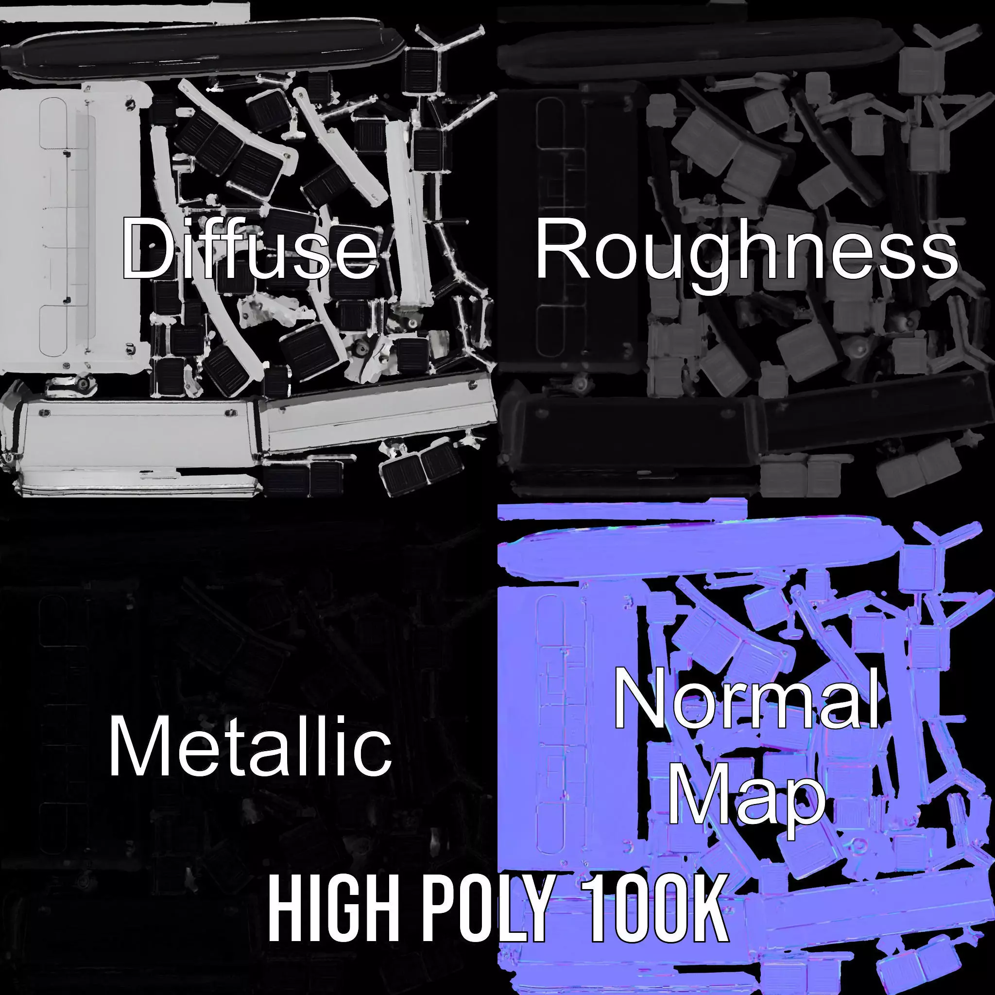 Solar Panel Adjustable Stand Model Pack Low-poly 3D model_4