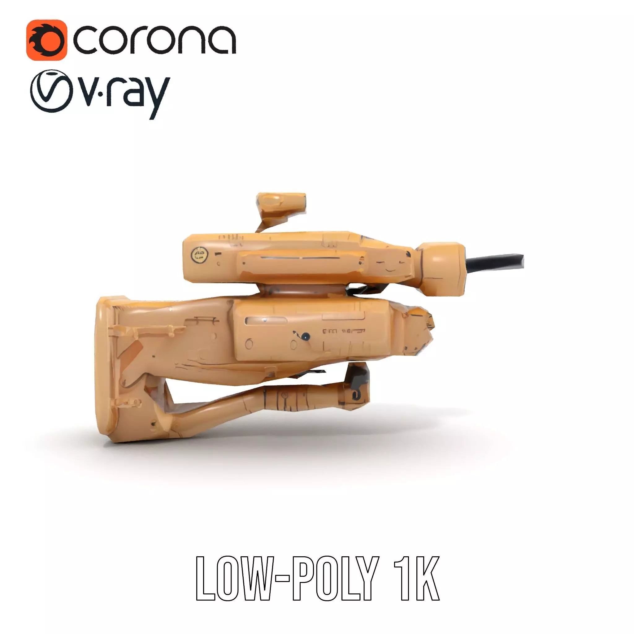 HighTech Surveillance Turret Model Pack Low-poly 3D model_9