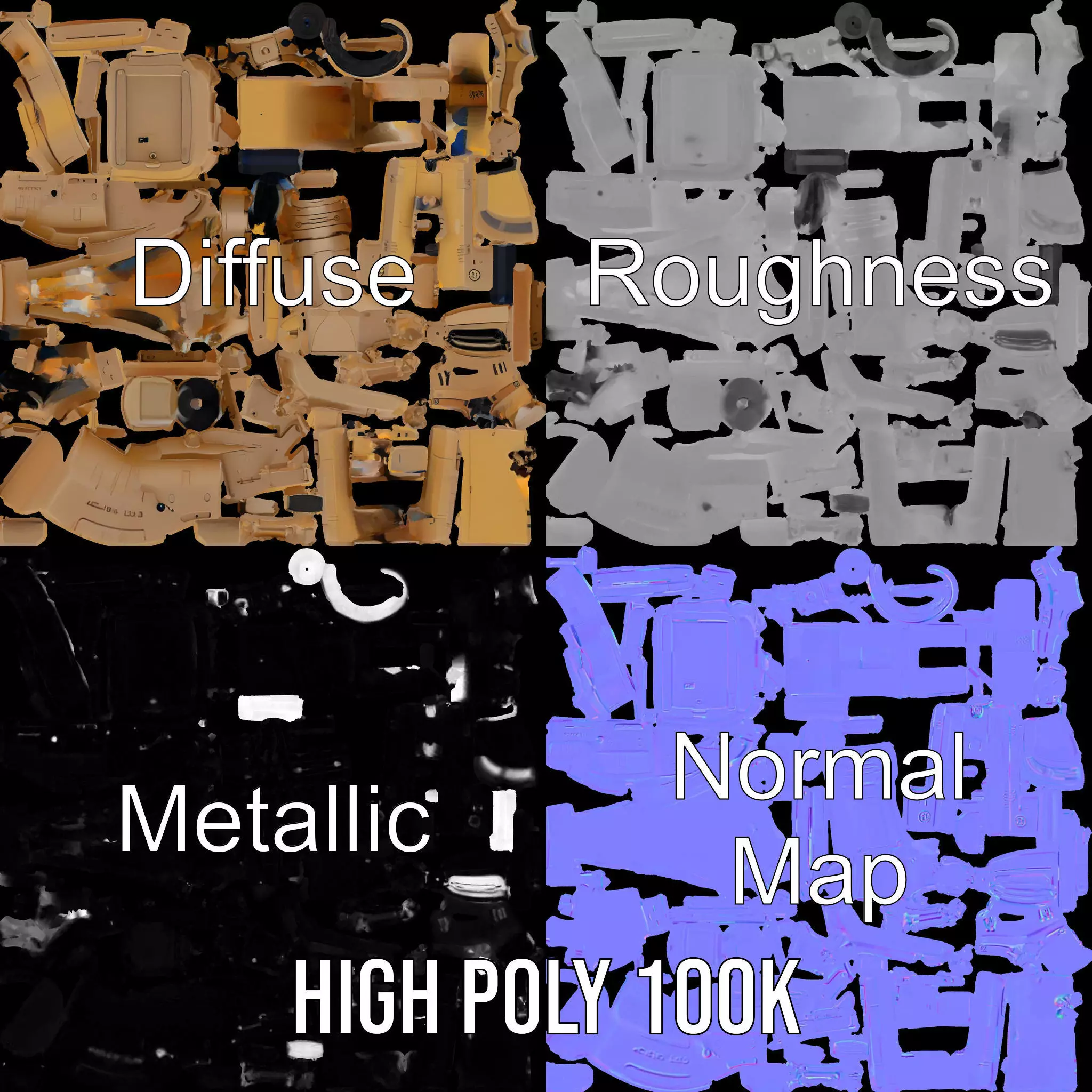 HighTech Surveillance Turret Model Pack Low-poly 3D model_3