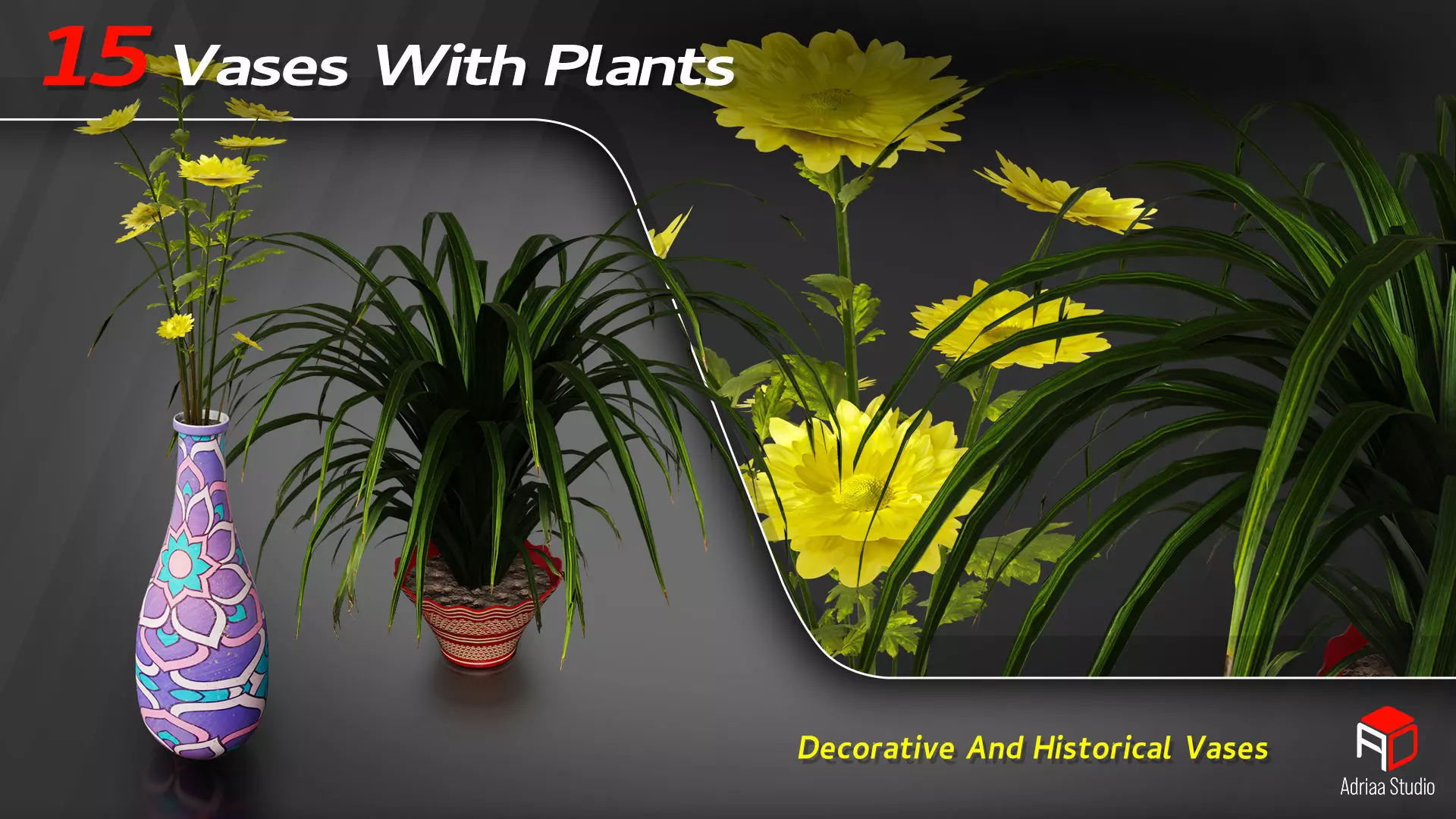 15 Decorative Vase With Plants 3D model_5