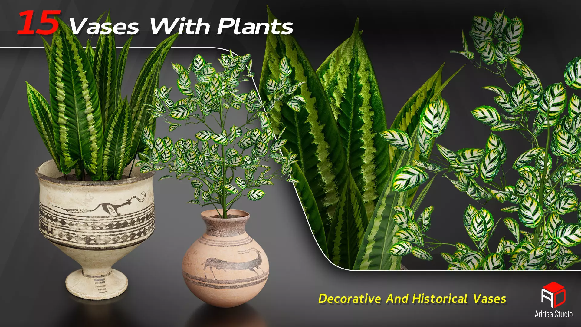 15 Decorative Vase With Plants 3D model_3