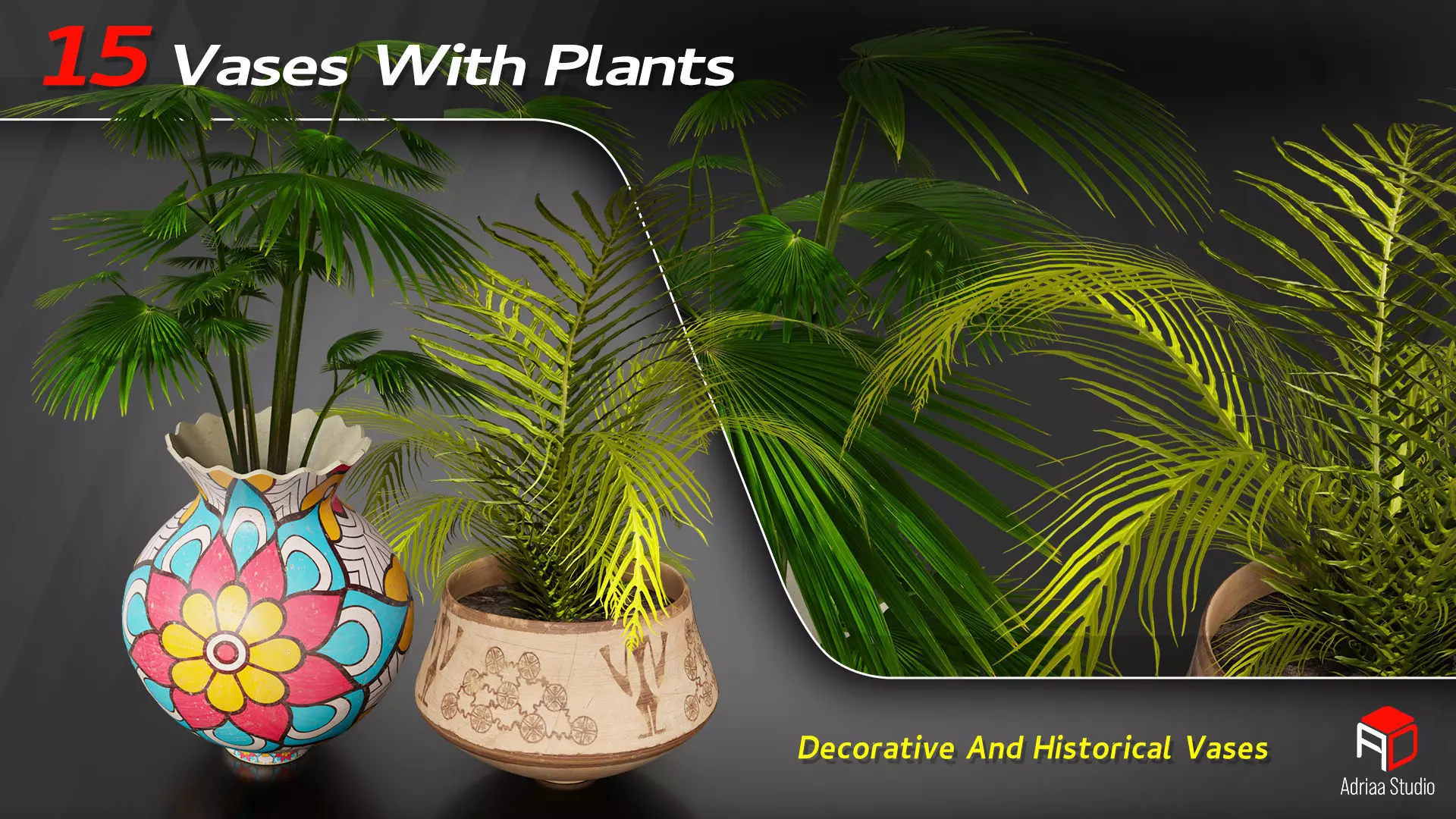 15 Decorative Vase With Plants 3D model_4