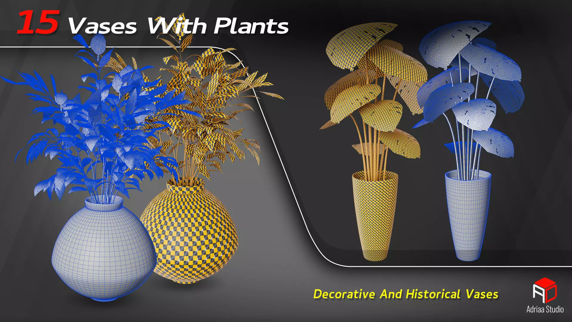 15 Decorative Vase With Plants 3D model_8