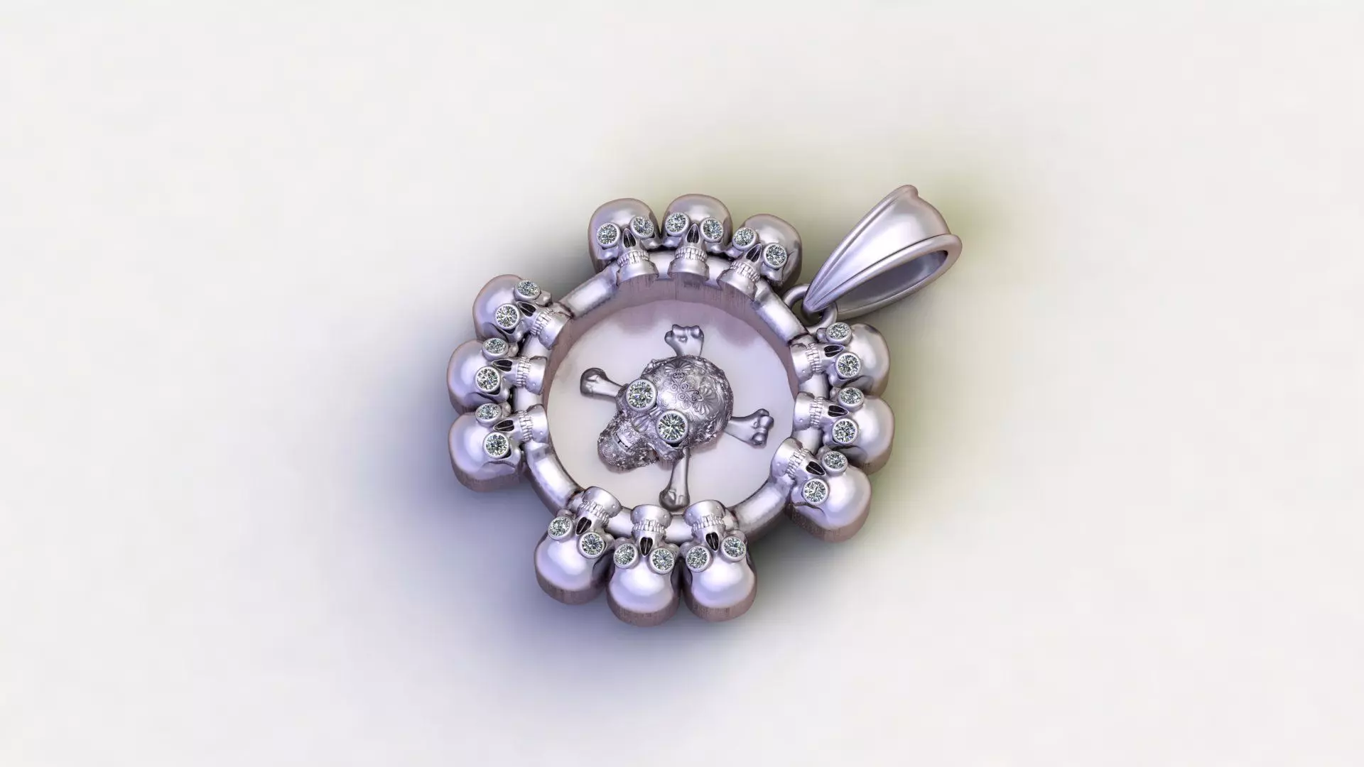 SKULL ROUND PENDANT 3D print model