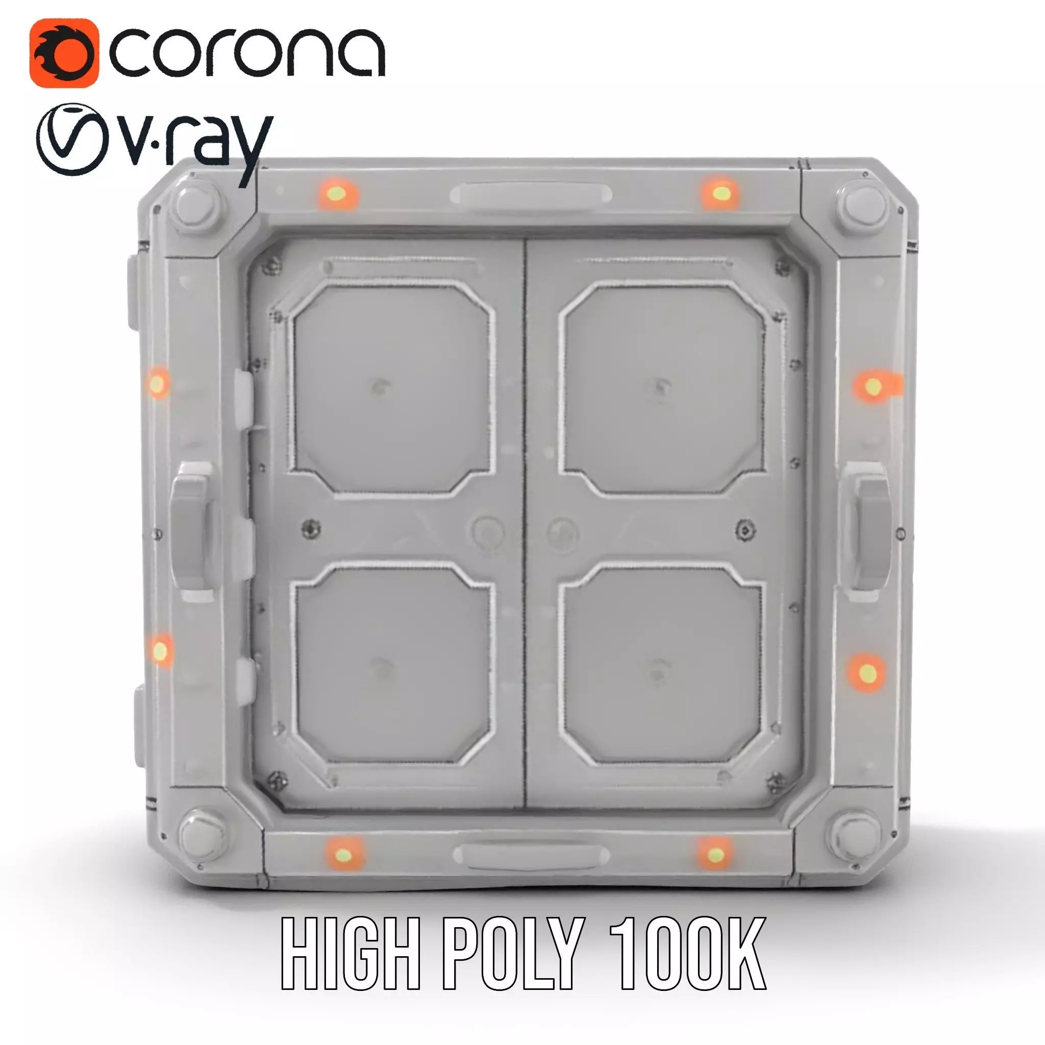 SciFi Vault Door Model Pack with Red LED Lights Low-poly 3D model_20