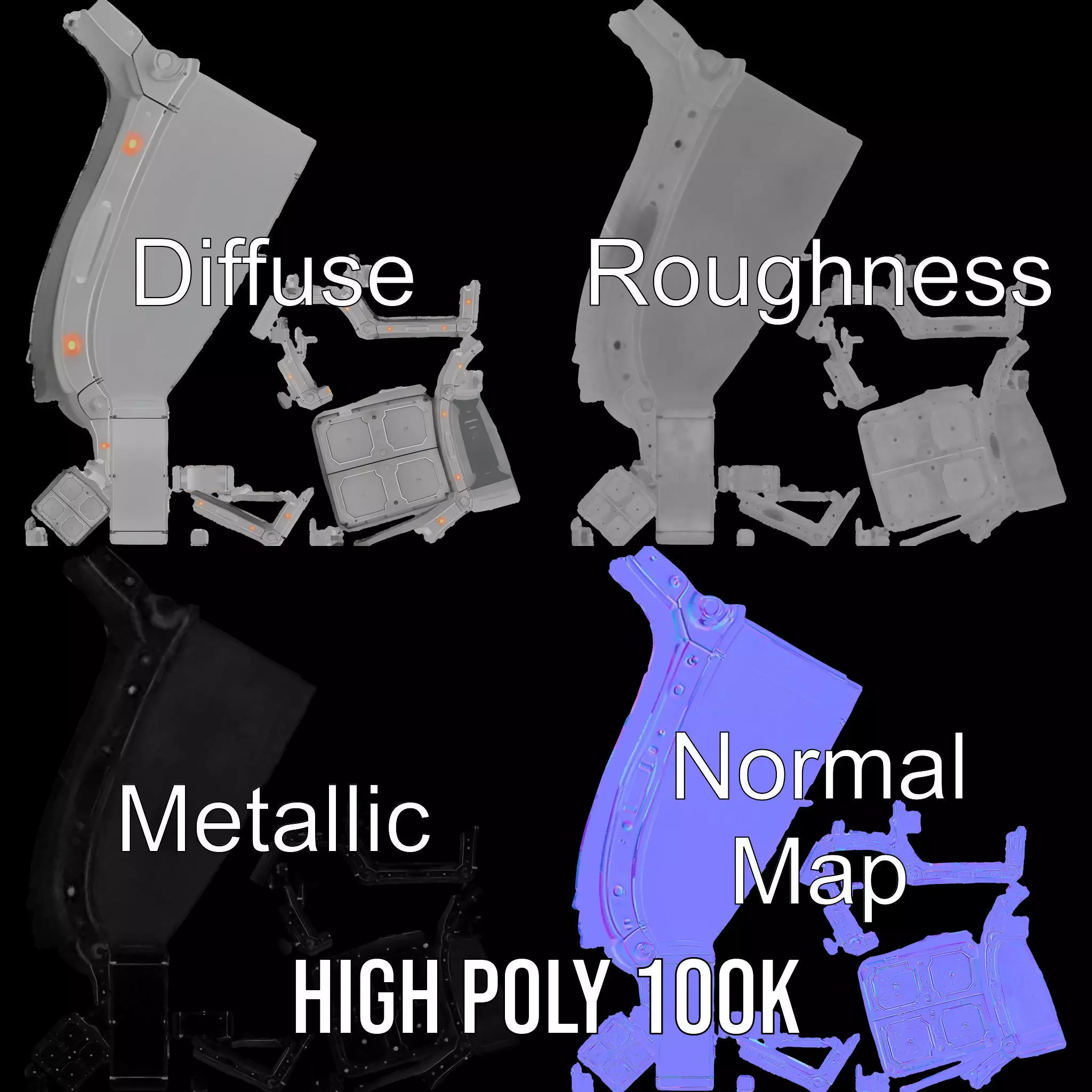 SciFi Vault Door Model Pack with Red LED Lights Low-poly 3D model_3