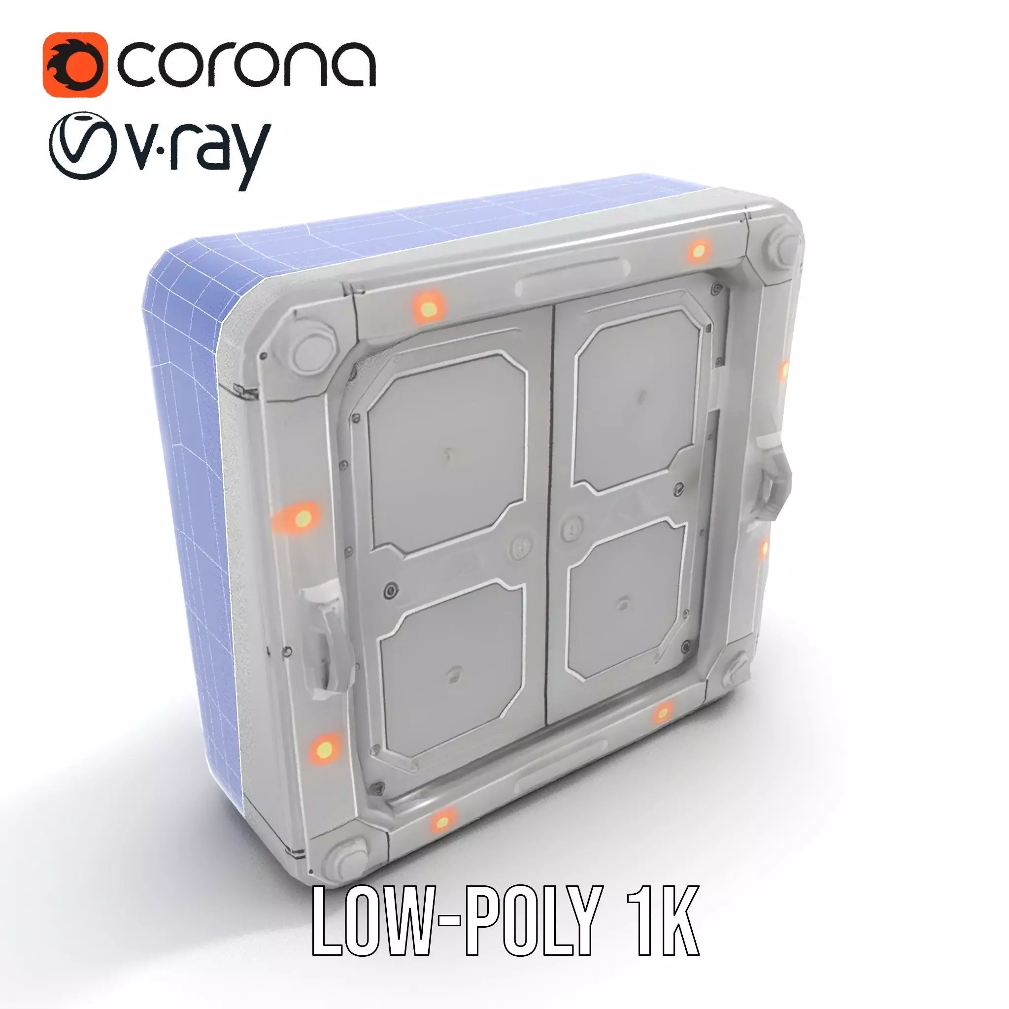 SciFi Vault Door Model Pack with Red LED Lights Low-poly 3D model_22