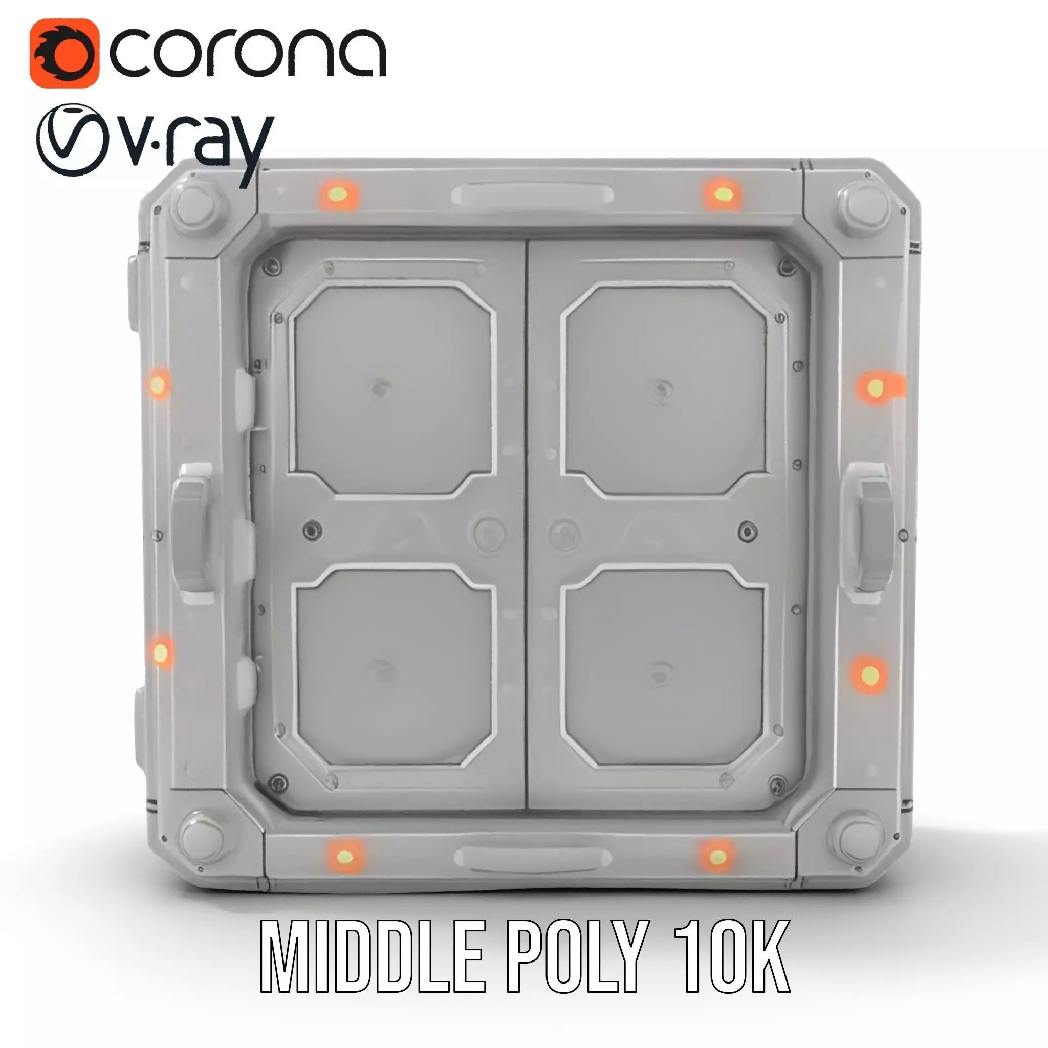 SciFi Vault Door Model Pack with Red LED Lights Low-poly 3D model_18