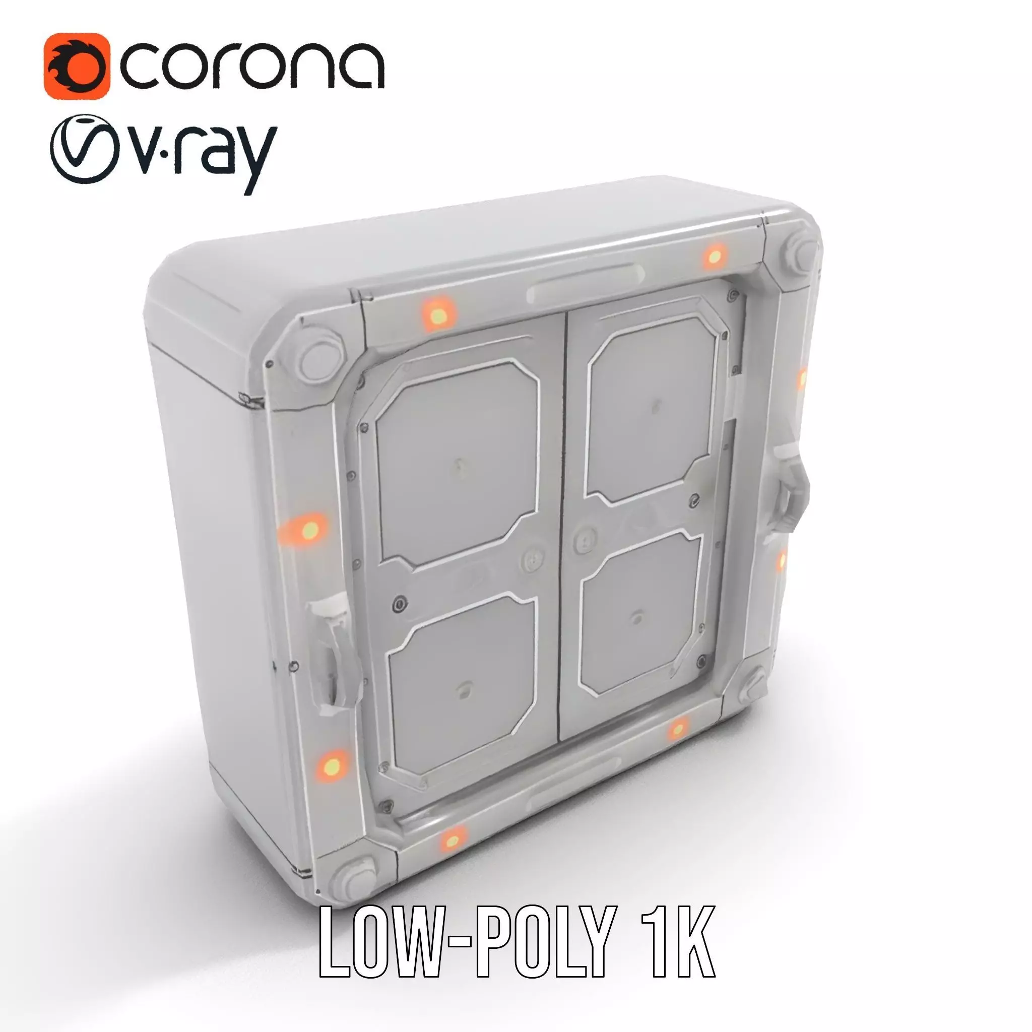 SciFi Vault Door Model Pack with Red LED Lights Low-poly 3D model_9