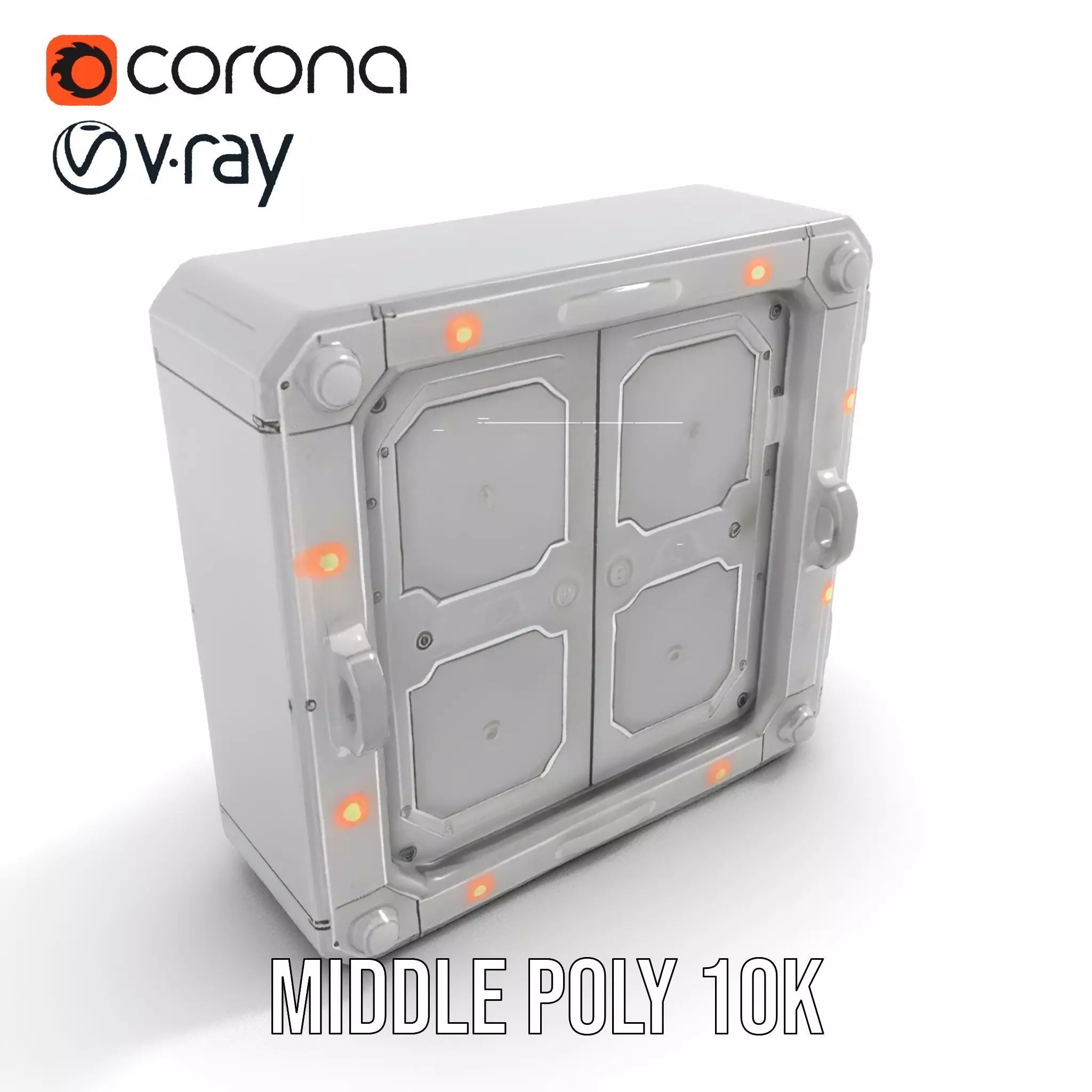 SciFi Vault Door Model Pack with Red LED Lights Low-poly 3D model_11