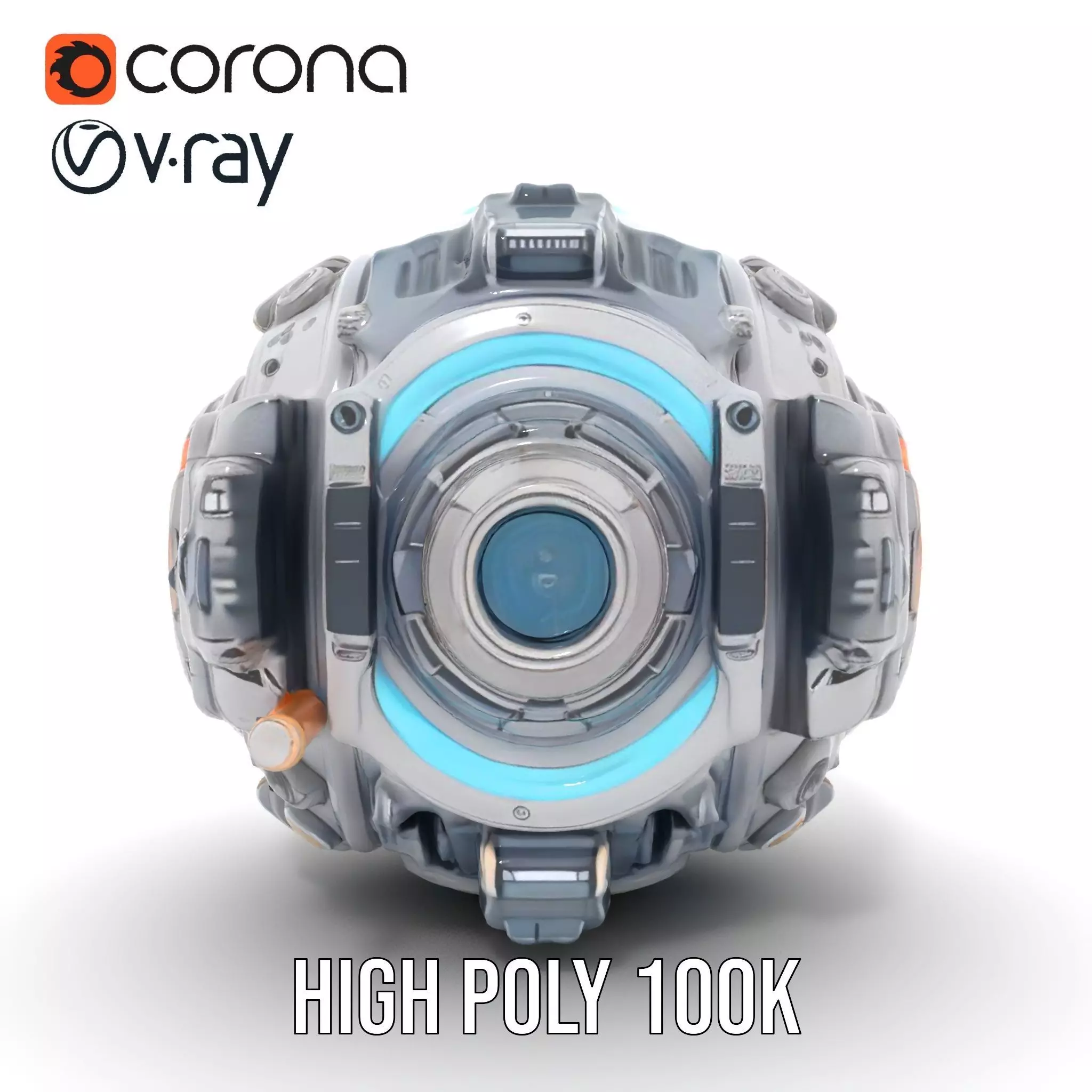 Futuristic Spherical Device Model Pack Low-poly 3D model_27