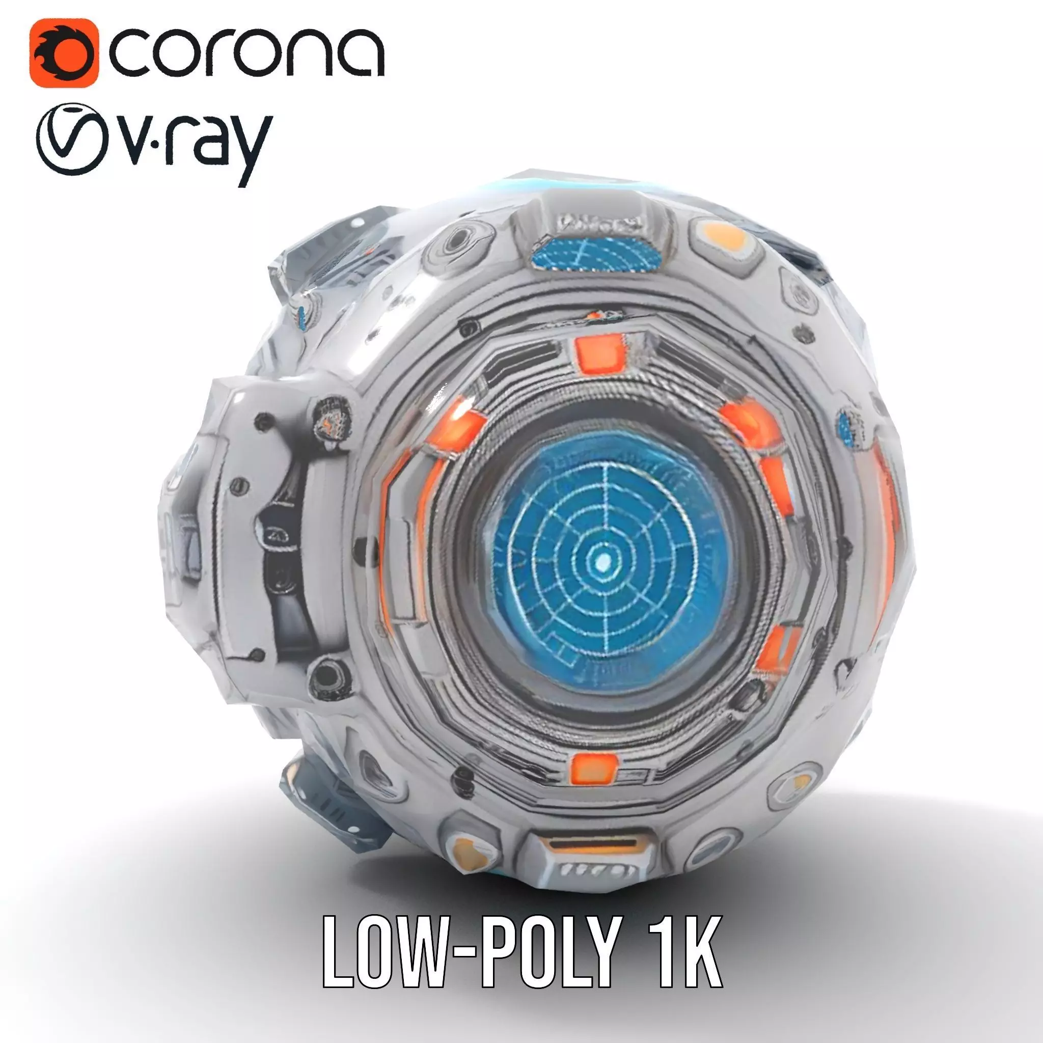 Futuristic Spherical Device Model Pack Low-poly 3D model_9