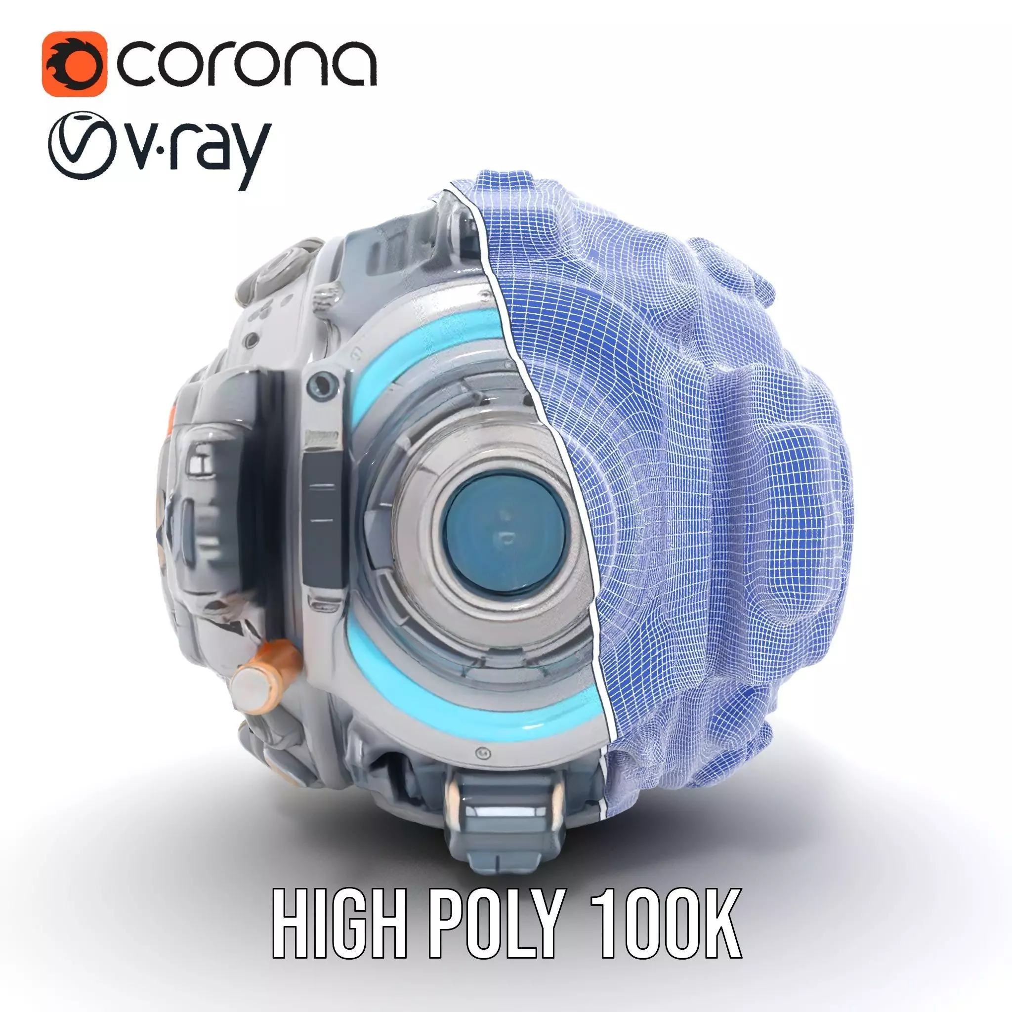 Futuristic Spherical Device Model Pack Low-poly 3D model_35