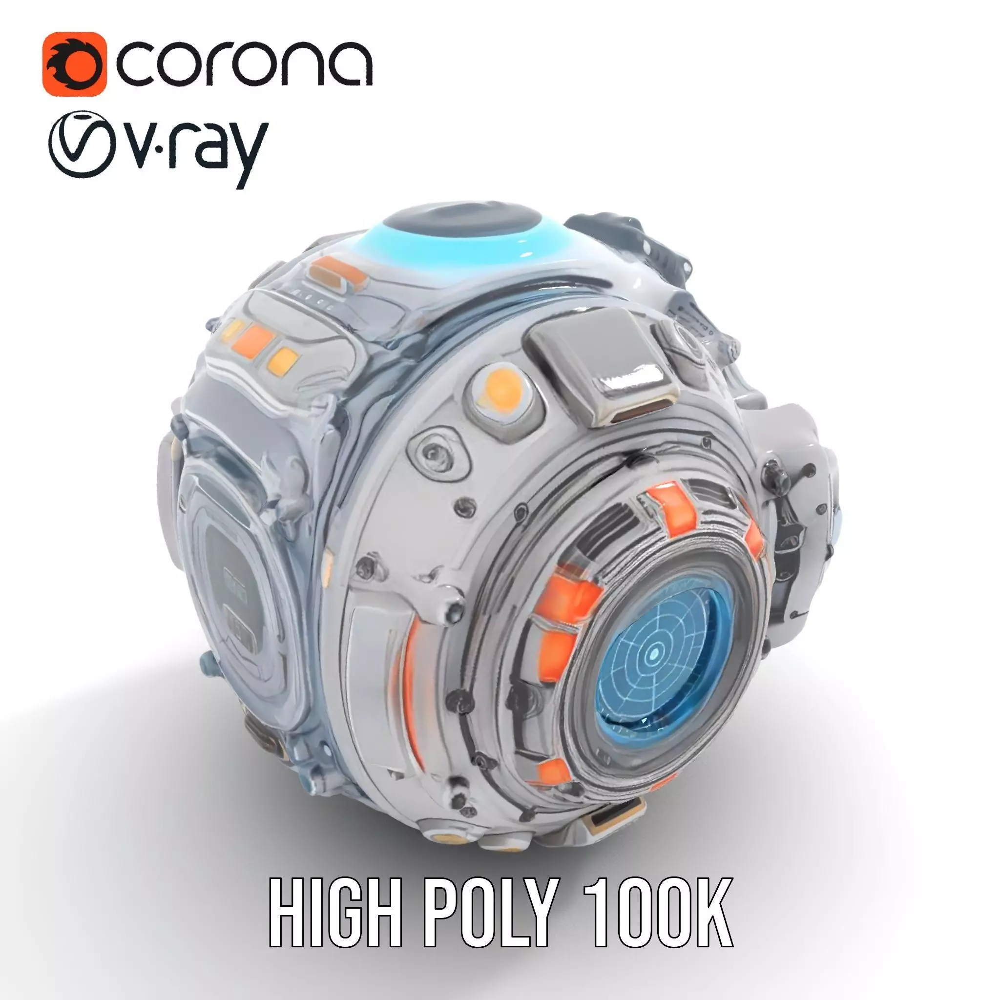 Futuristic Spherical Device Model Pack Low-poly 3D model_21