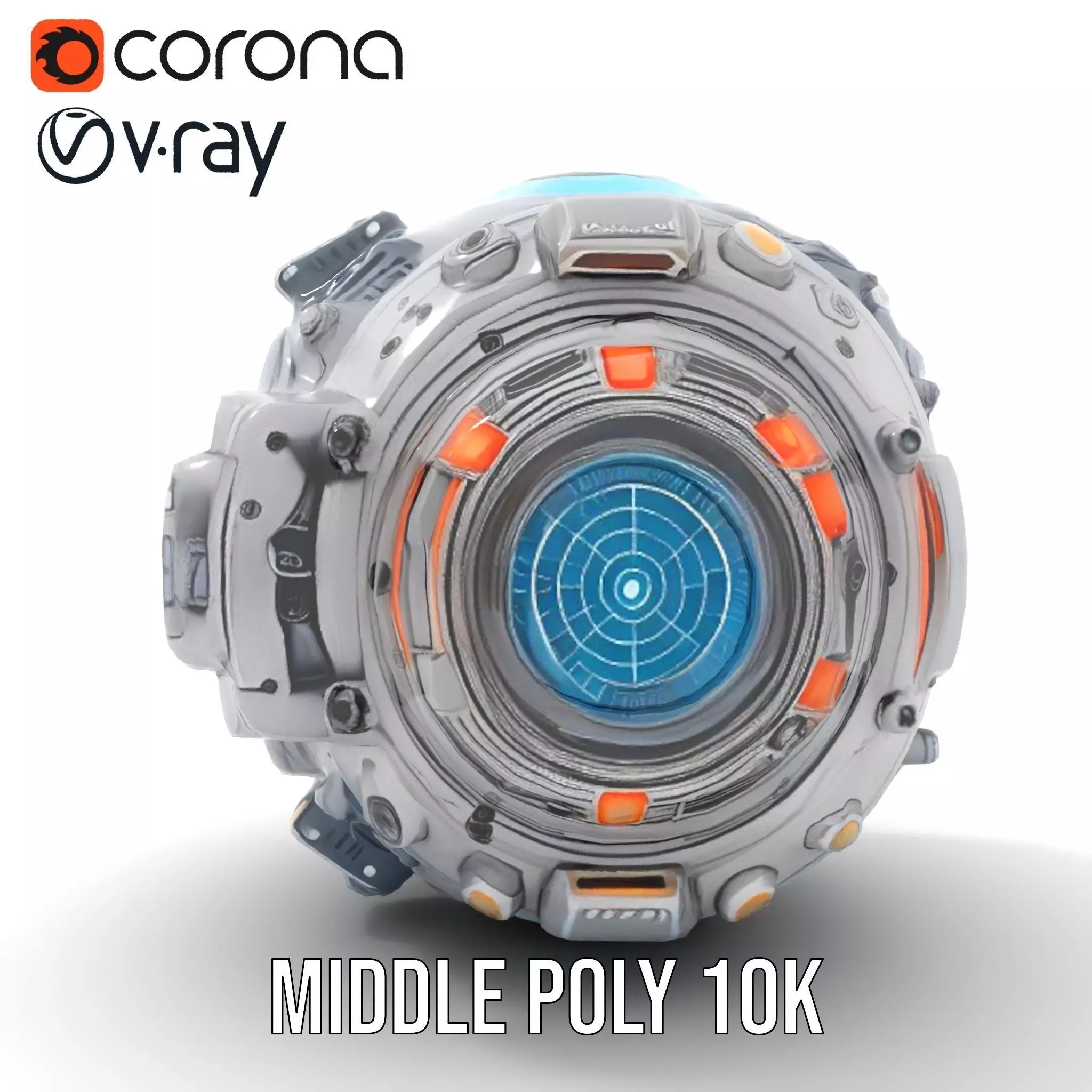 Futuristic Spherical Device Model Pack Low-poly 3D model_6